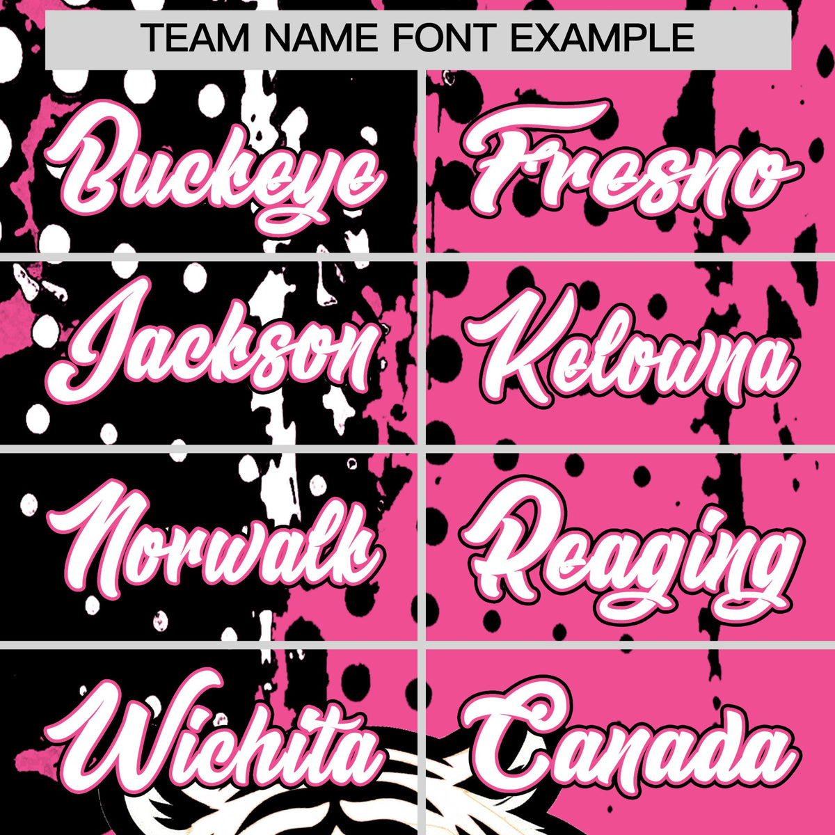 Custom Pink Black White Full-Snap Graffiti Pattern Tiger Graffiti Jersey Baseball Jersey| KXKSHOP