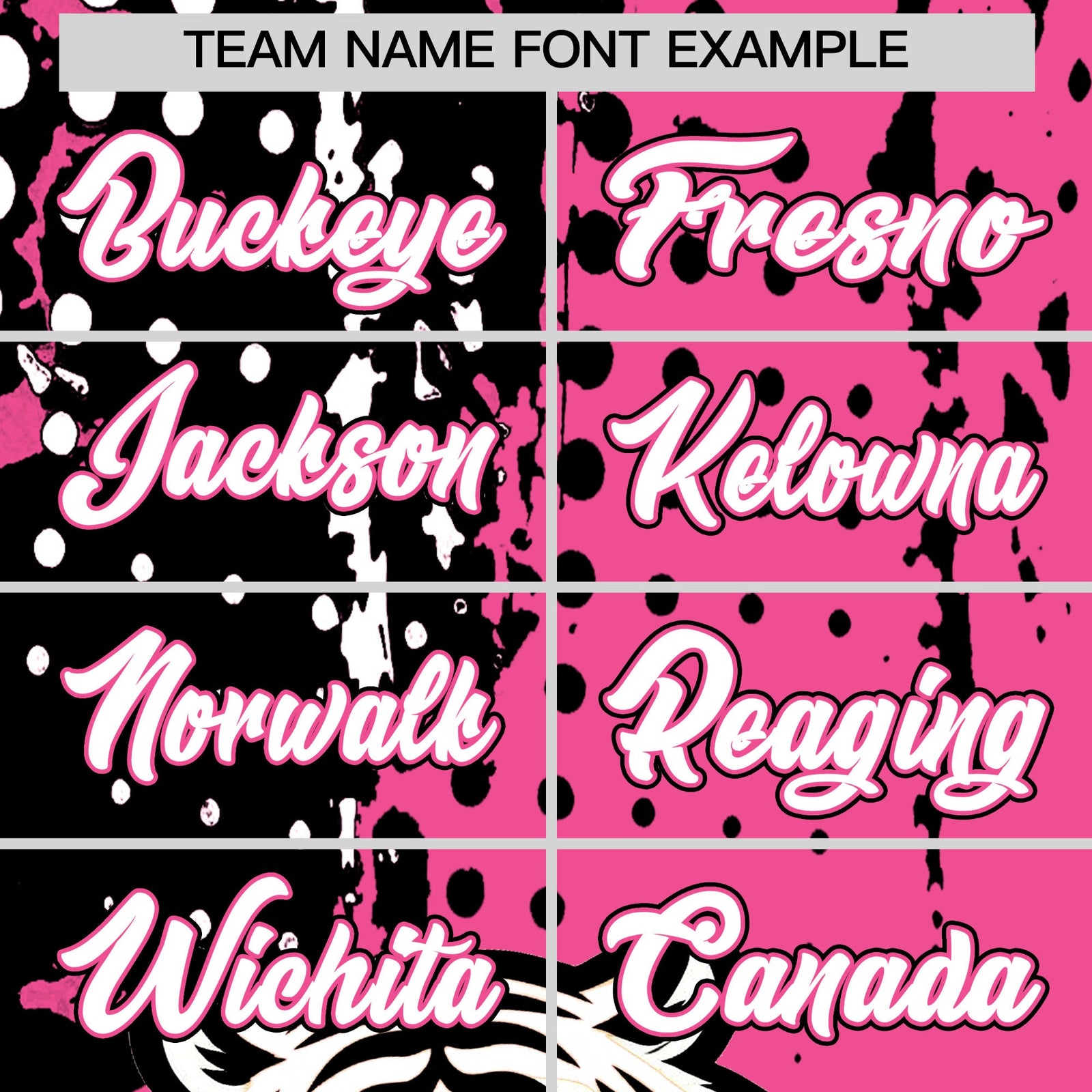 Custom Pink Black White Full-Snap Graffiti Pattern Tiger Graffiti Jersey Baseball Jersey| KXKSHOP