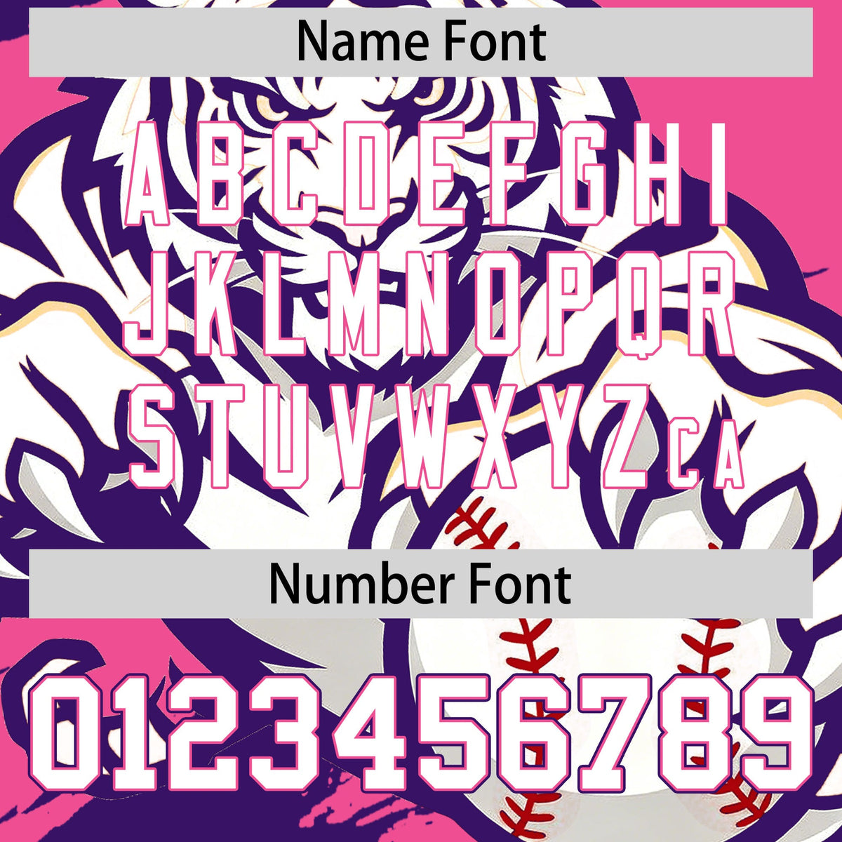 Custom Pink Purple White Full-Snap Graffiti Pattern Tiger Graffiti Jersey Baseball Jersey| KXKSHOP