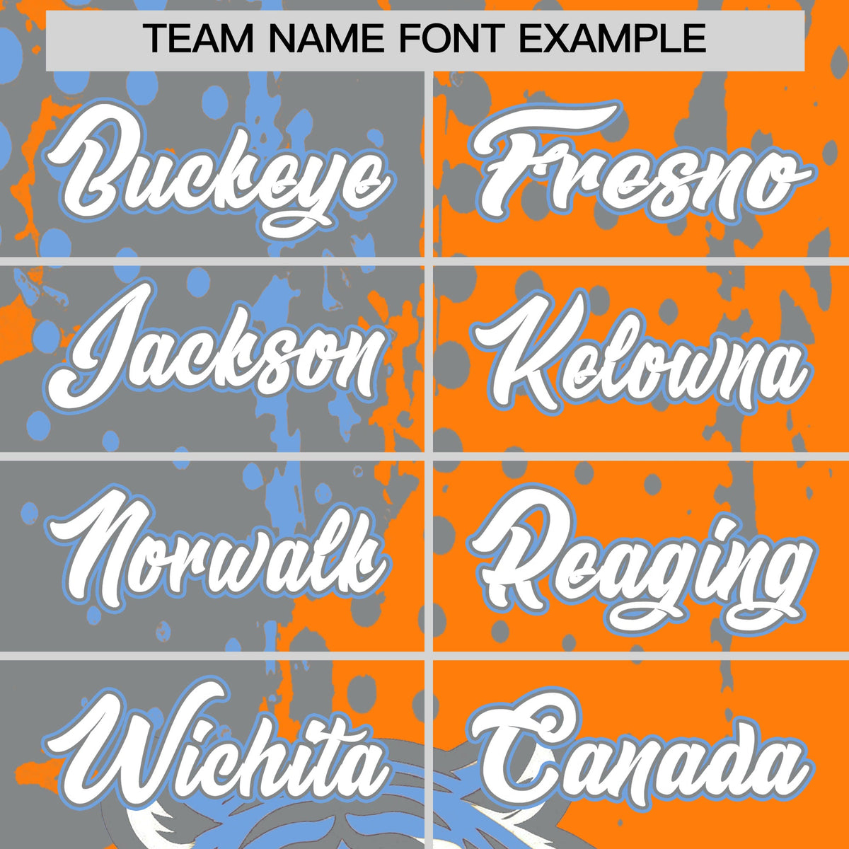 Custom Orange Silver Light Blue Full-Snap Graffiti Pattern Tiger Graffiti Jersey Baseball Jersey| KXKSHOP