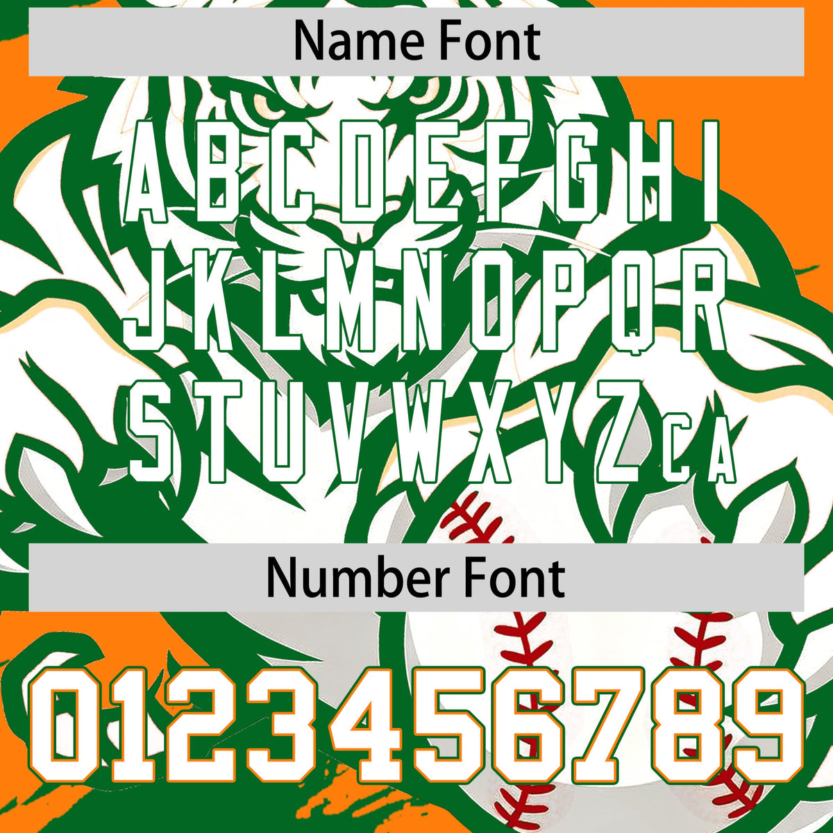 Custom Orange Kelly Green White Full-Snap Graffiti Pattern Tiger Graffiti Jersey Baseball Jersey| KXKSHOP