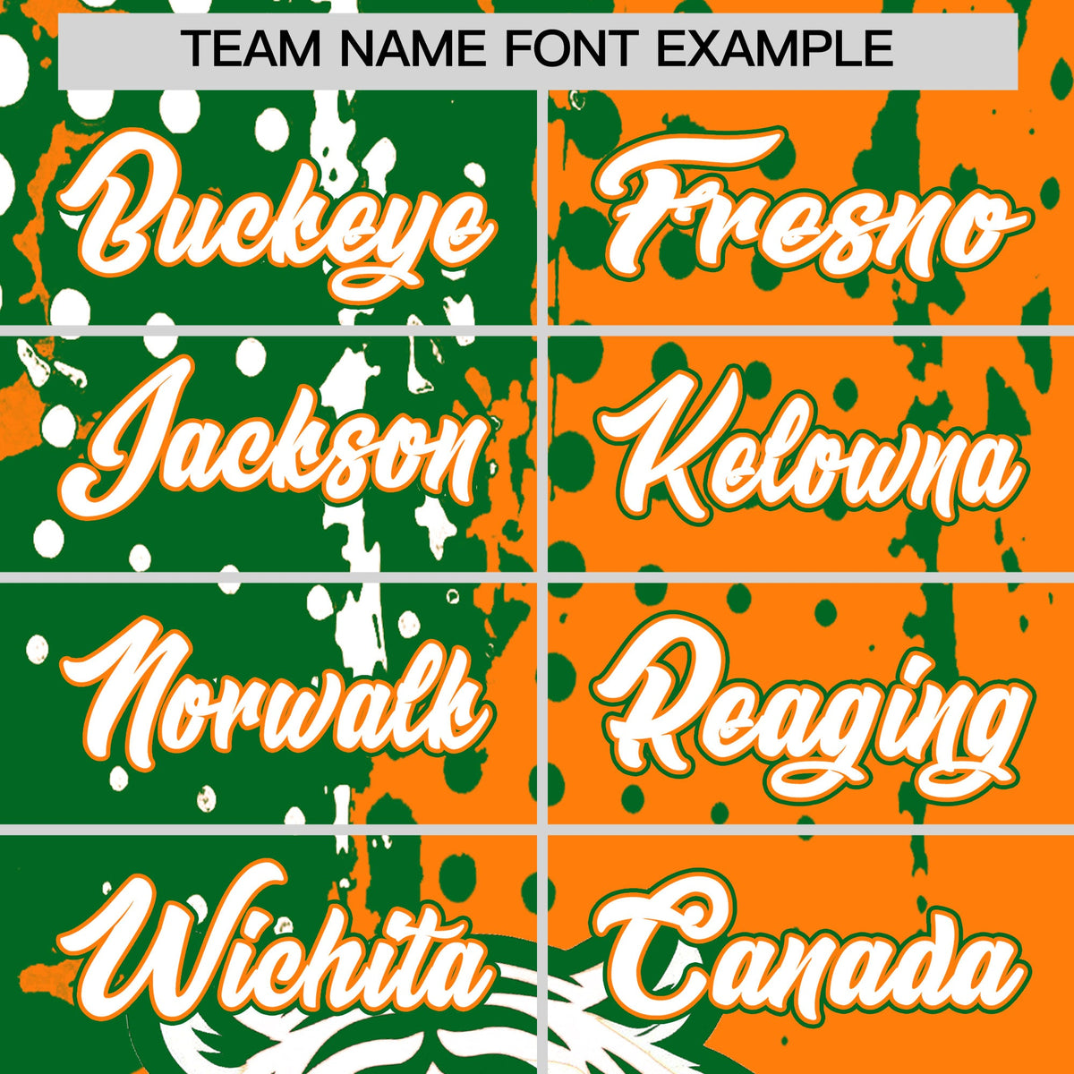 Custom Orange Kelly Green White Full-Snap Graffiti Pattern Tiger Graffiti Jersey Baseball Jersey| KXKSHOP
