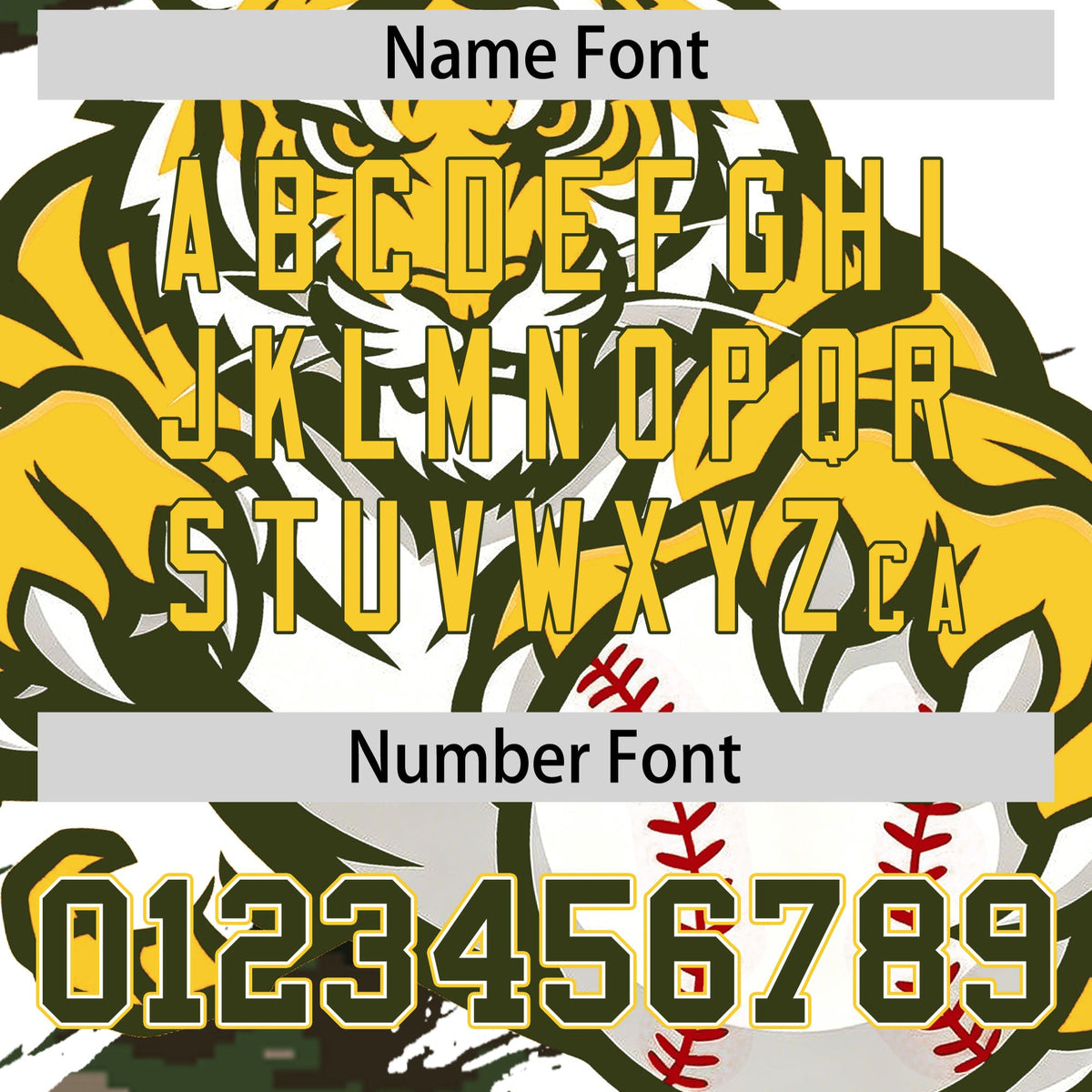 Custom White Camo Olive Full-Snap Graffiti Pattern Tiger Graffiti Jersey Baseball Jersey| KXKSHOP
