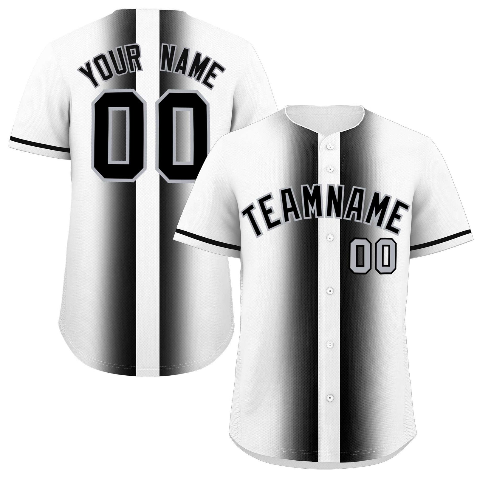 Custom White Black Lapel Gradient Fashion Authentic Baseball Jersey