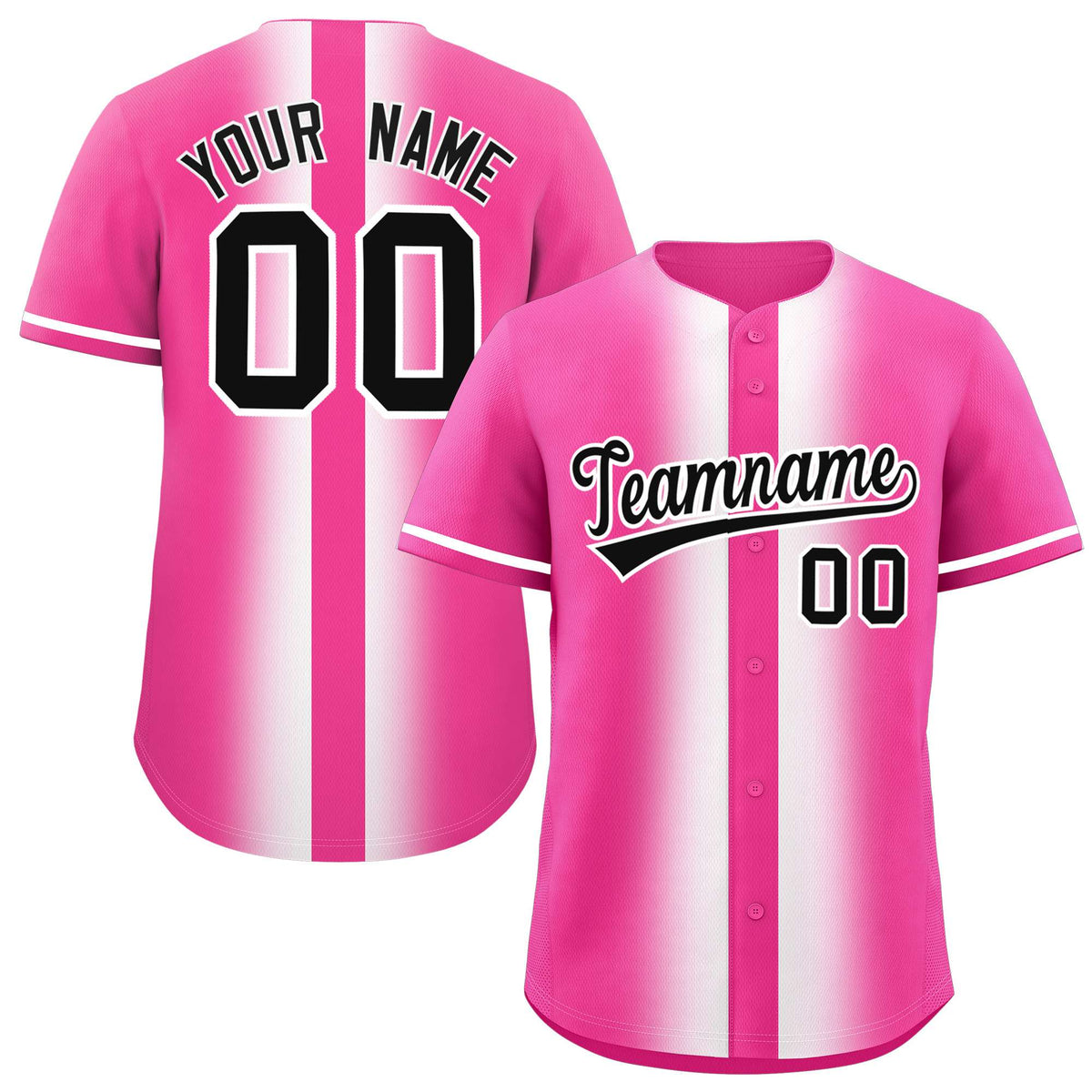 Custom Pink White Lapel Gradient Fashion Authentic Baseball Jersey