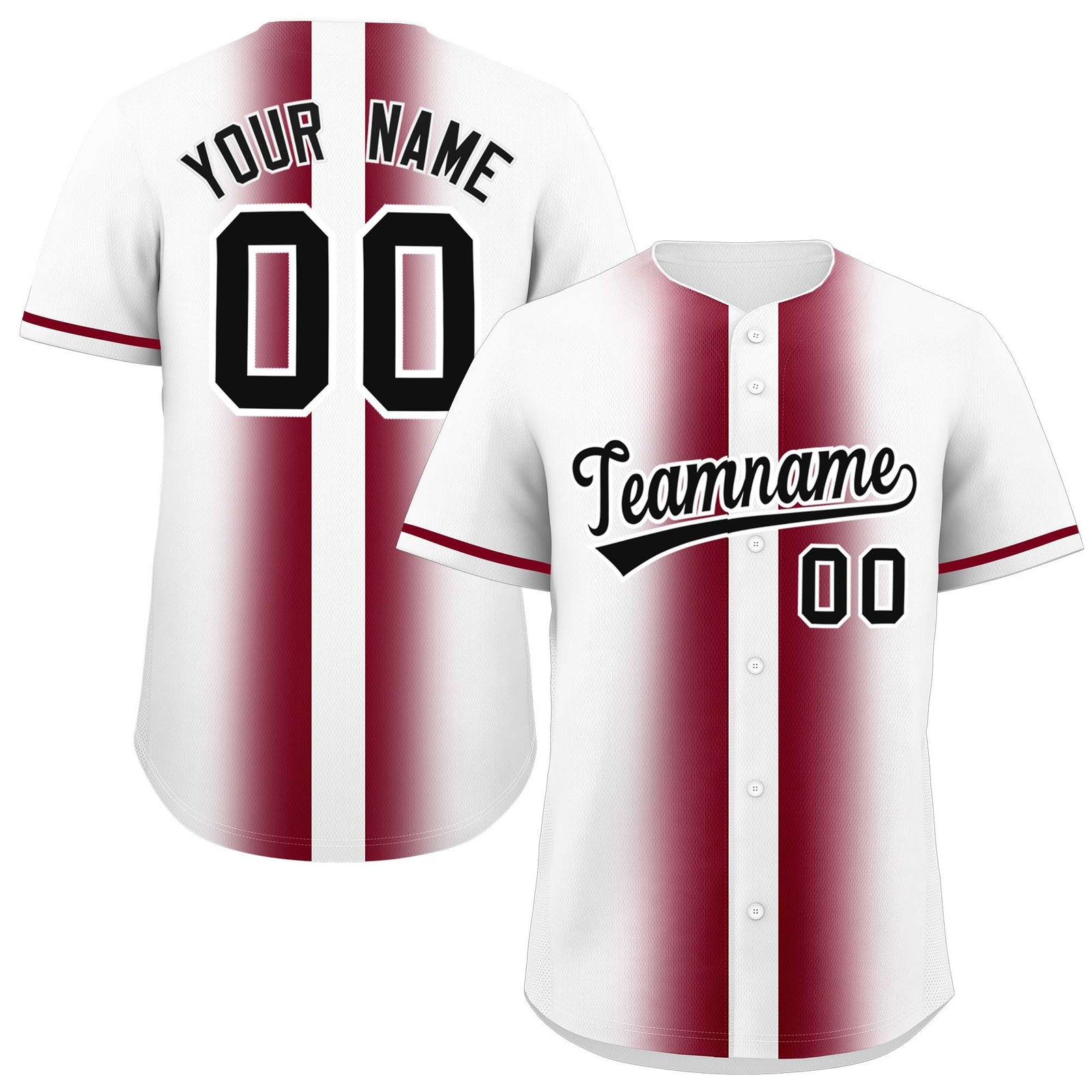 Custom White Crimson Lapel Gradient Fashion Authentic Baseball Jersey