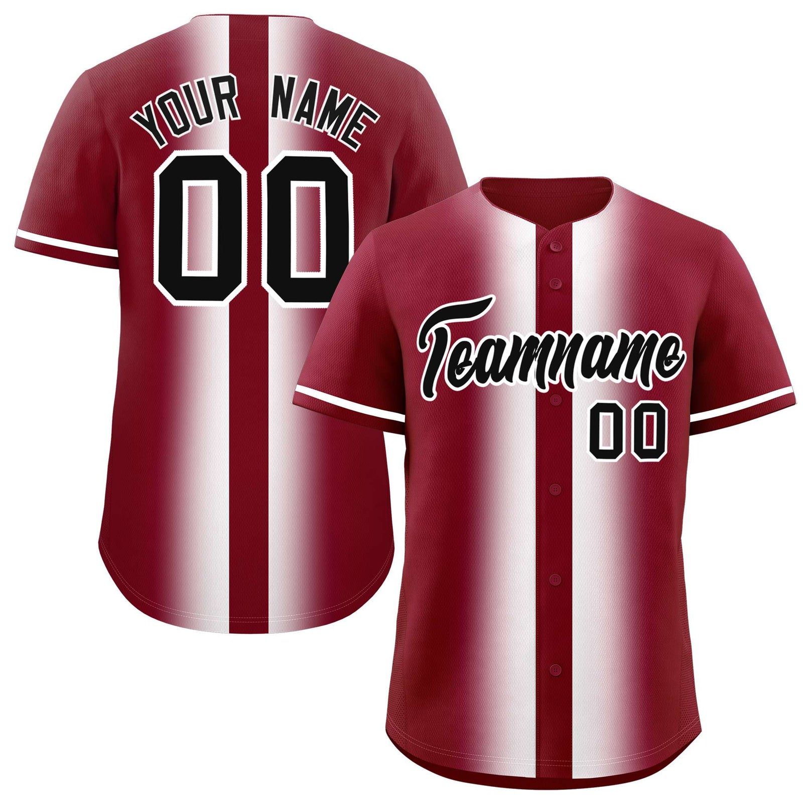 Custom Crimson White Lapel Gradient Fashion Authentic Baseball Jersey