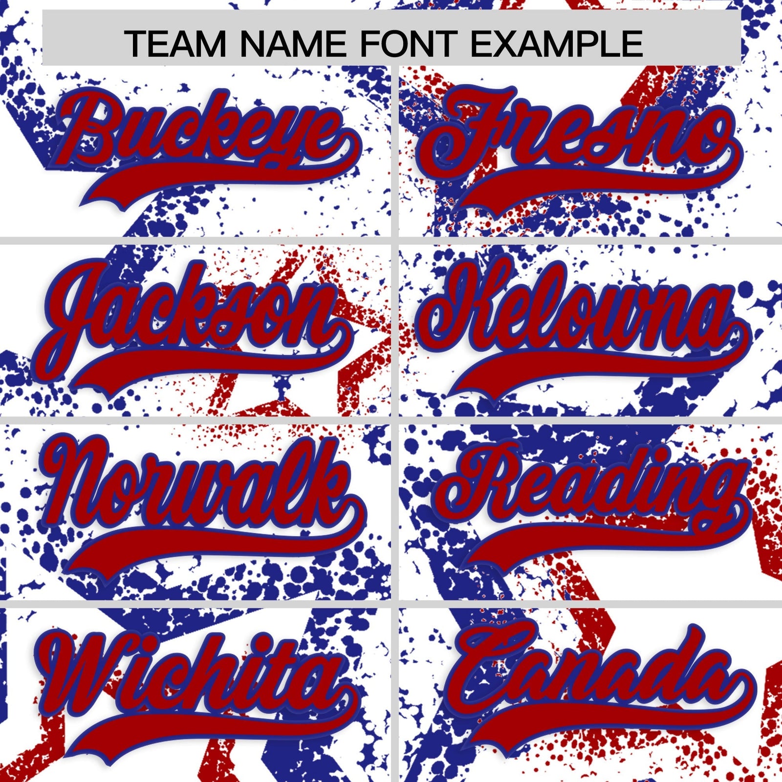 Custom White Royal Blue Red Star-Shaped Ink Texture Graffiti Pattern Baseball Jersey | Sublimation Printed & Stitched,Add Name and Numbern,Perfect for Parties,Perfect for Training | KXKSHOP