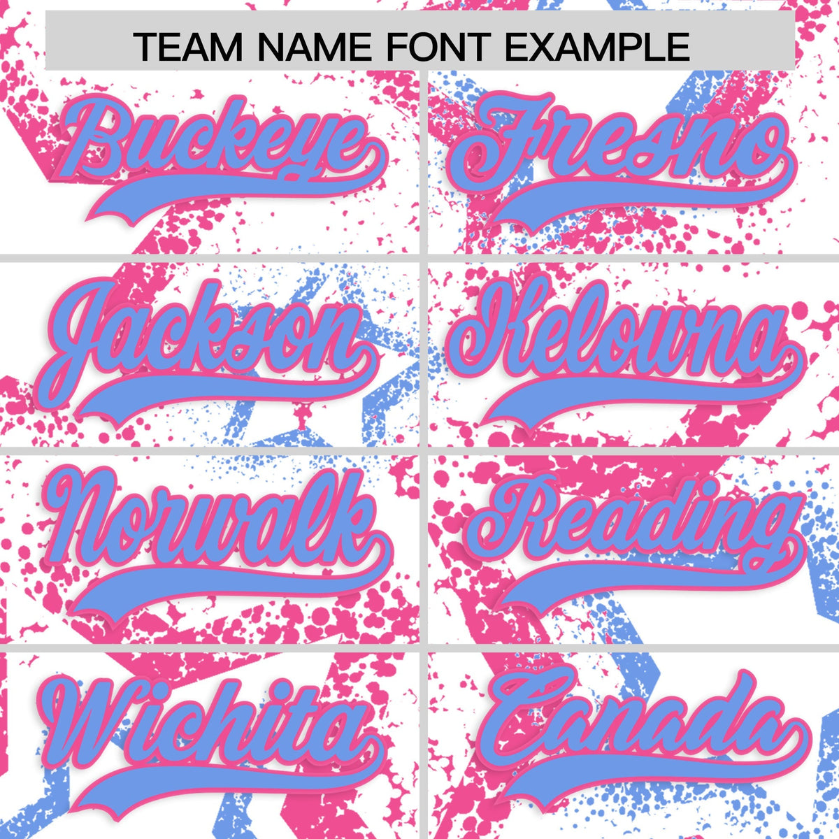 Custom White Pink Light Blue Star-Shaped Ink Texture Graffiti Pattern Baseball Jersey | Sublimation Printed &amp; Stitched,Add Name and Numbern,Perfect for Parties,Perfect for Training | KXKSHOP
