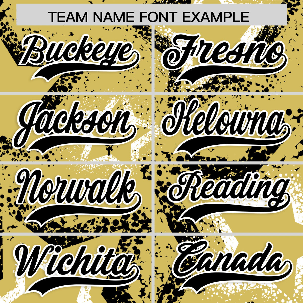 Custom Old Gold White Black Star-Shaped Ink Texture Graffiti Pattern Baseball Jersey | Sublimation Printed & Stitched,Add Name and Numbern,Perfect for Parties,Perfect for Training | KXKSHOP