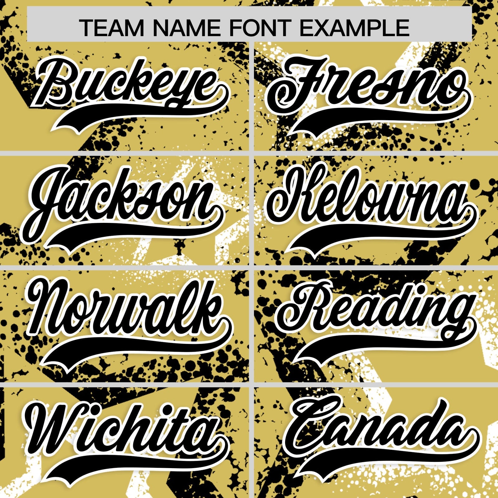 Custom Old Gold White Black Star-Shaped Ink Texture Graffiti Pattern Baseball Jersey | Sublimation Printed & Stitched,Add Name and Numbern,Perfect for Parties,Perfect for Training | KXKSHOP