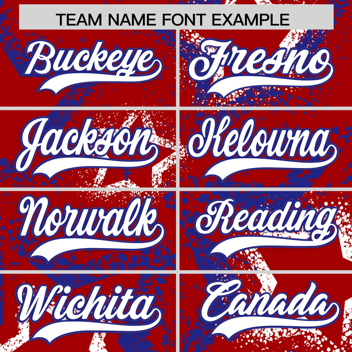 Custom Red White Royal Blue Star-Shaped Ink Texture Graffiti Pattern Baseball Jersey | Sublimation Printed & Stitched,Add Name and Numbern,Perfect for Parties,Perfect for Training | KXKSHOP