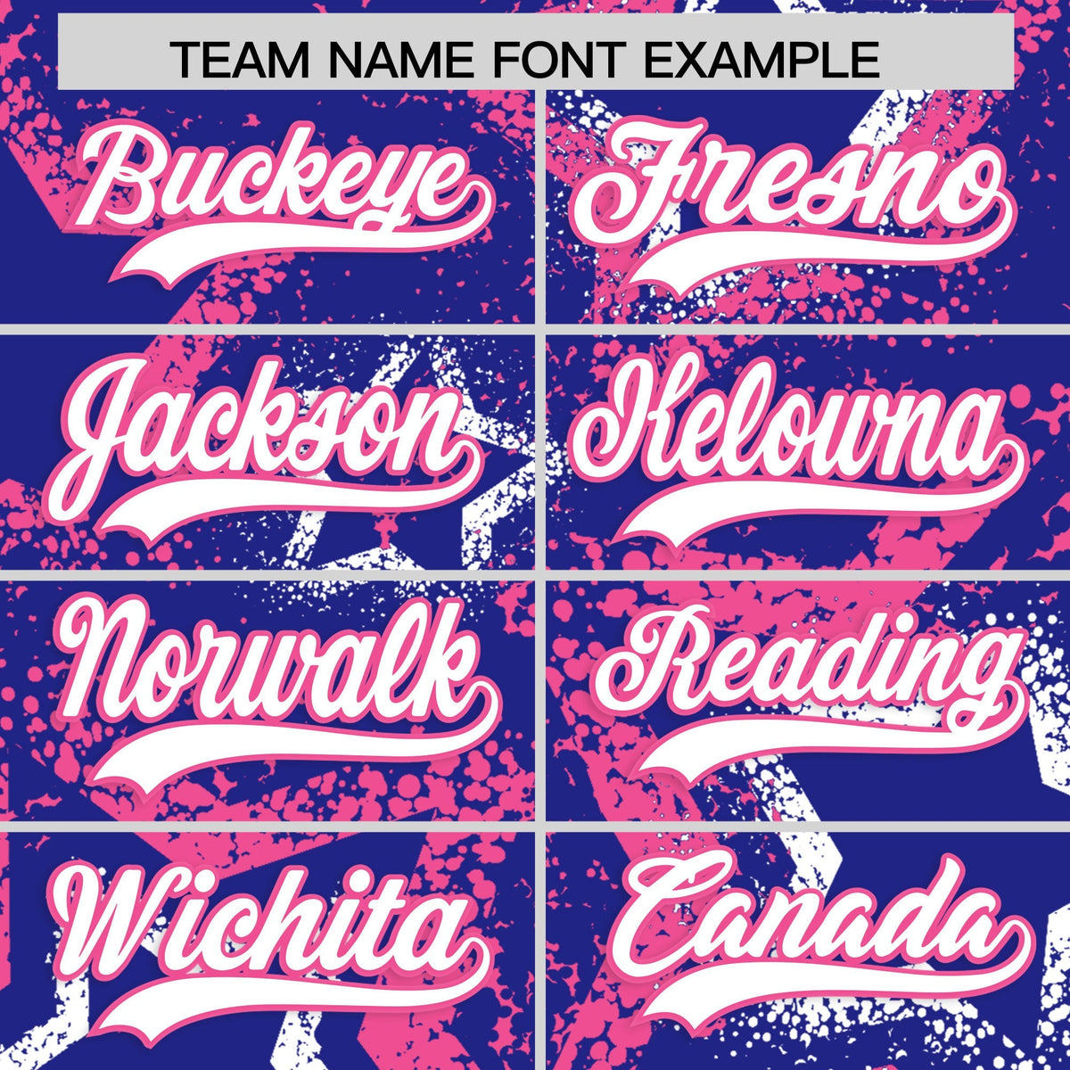 Custom Royal Blue White Pink Star-Shaped Ink Texture Graffiti Pattern Baseball Jersey | Sublimation Printed &amp; Stitched,Add Name and Numbern,Perfect for Parties,Perfect for Training | KXKSHOP