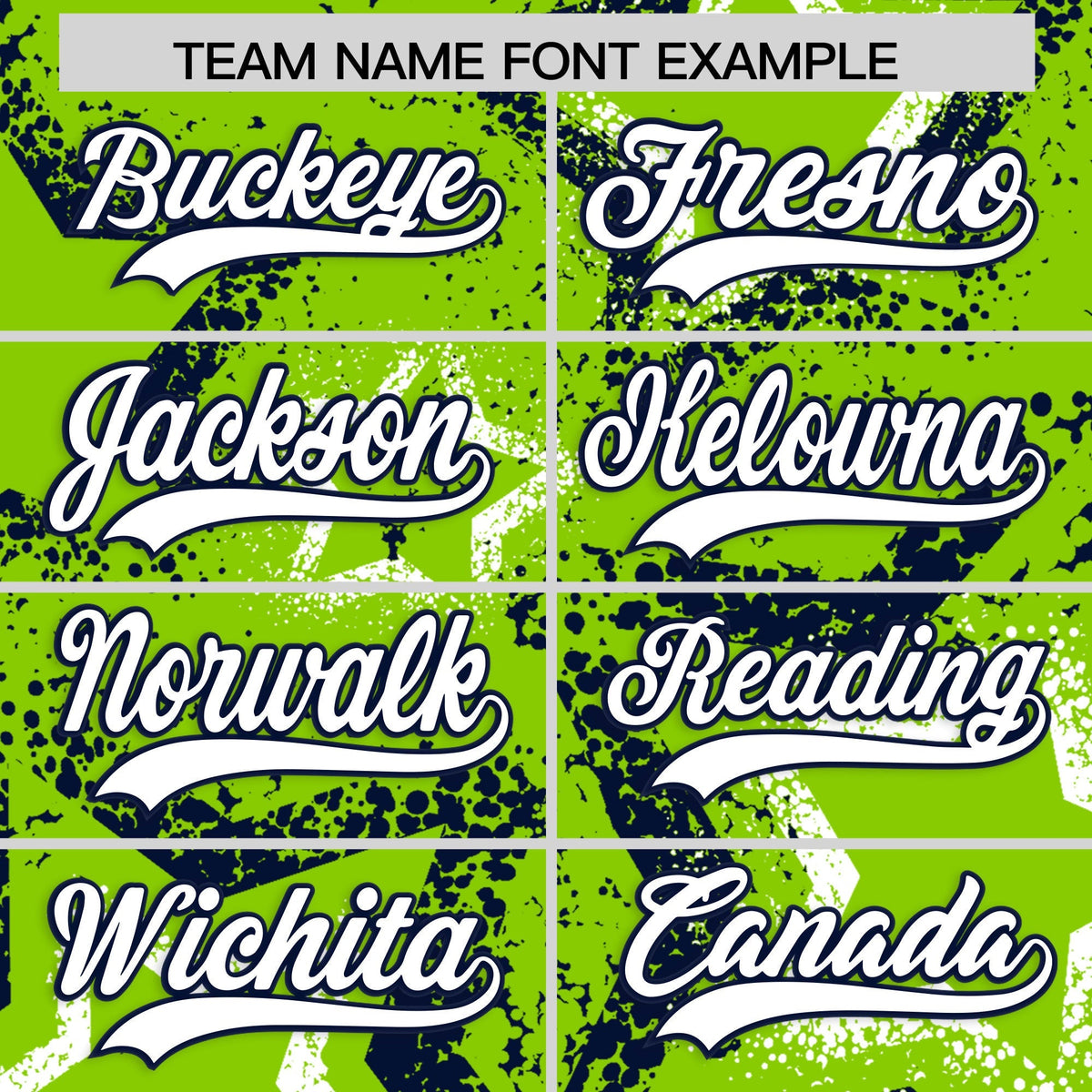 Custom Neon Green White Navy Star-Shaped Ink Texture Graffiti Pattern Baseball Jersey | Sublimation Printed &amp; Stitched,Add Name and Numbern,Perfect for Parties,Perfect for Training | KXKSHOP