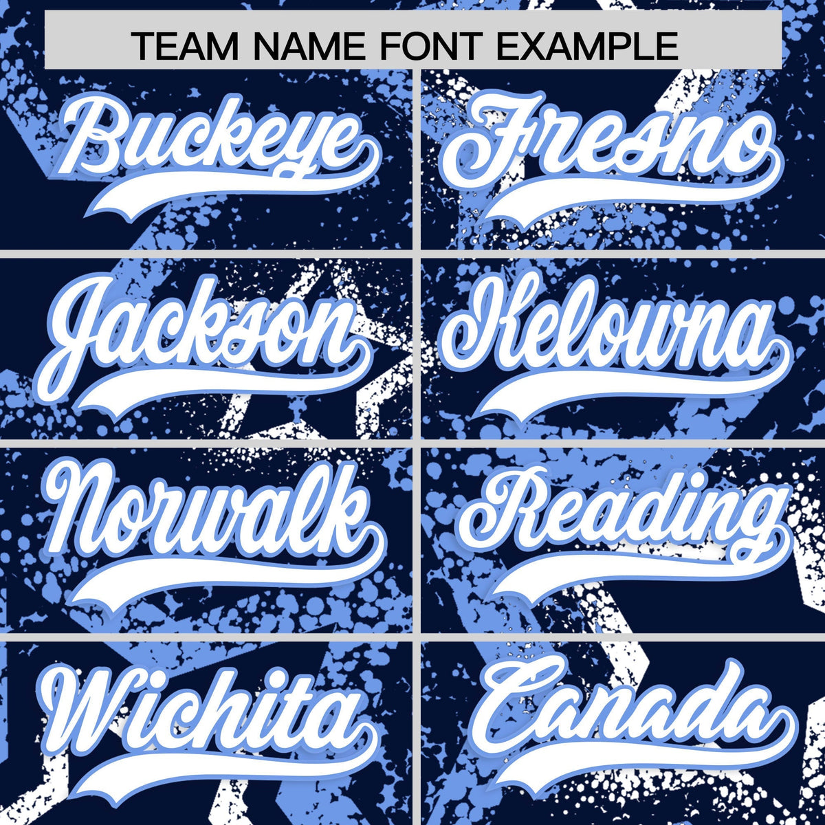 Custom Navy White Light Blue Star-Shaped Ink Texture Graffiti Pattern Baseball Jersey | Sublimation Printed &amp; Stitched,Add Name and Numbern,Perfect for Parties,Perfect for Training | KXKSHOP