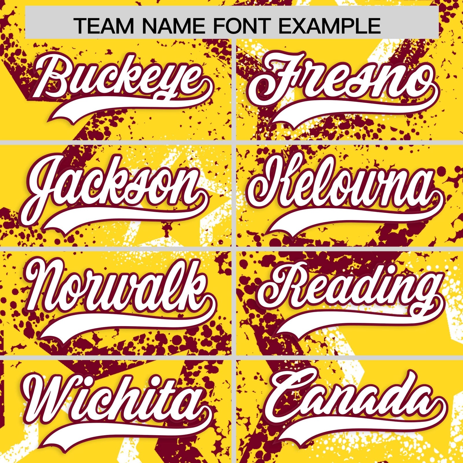 Custom Gold White Crimson Star-Shaped Ink Texture Graffiti Pattern Baseball Jersey | Sublimation Printed & Stitched,Add Name and Numbern,Perfect for Parties,Perfect for Training | KXKSHOP
