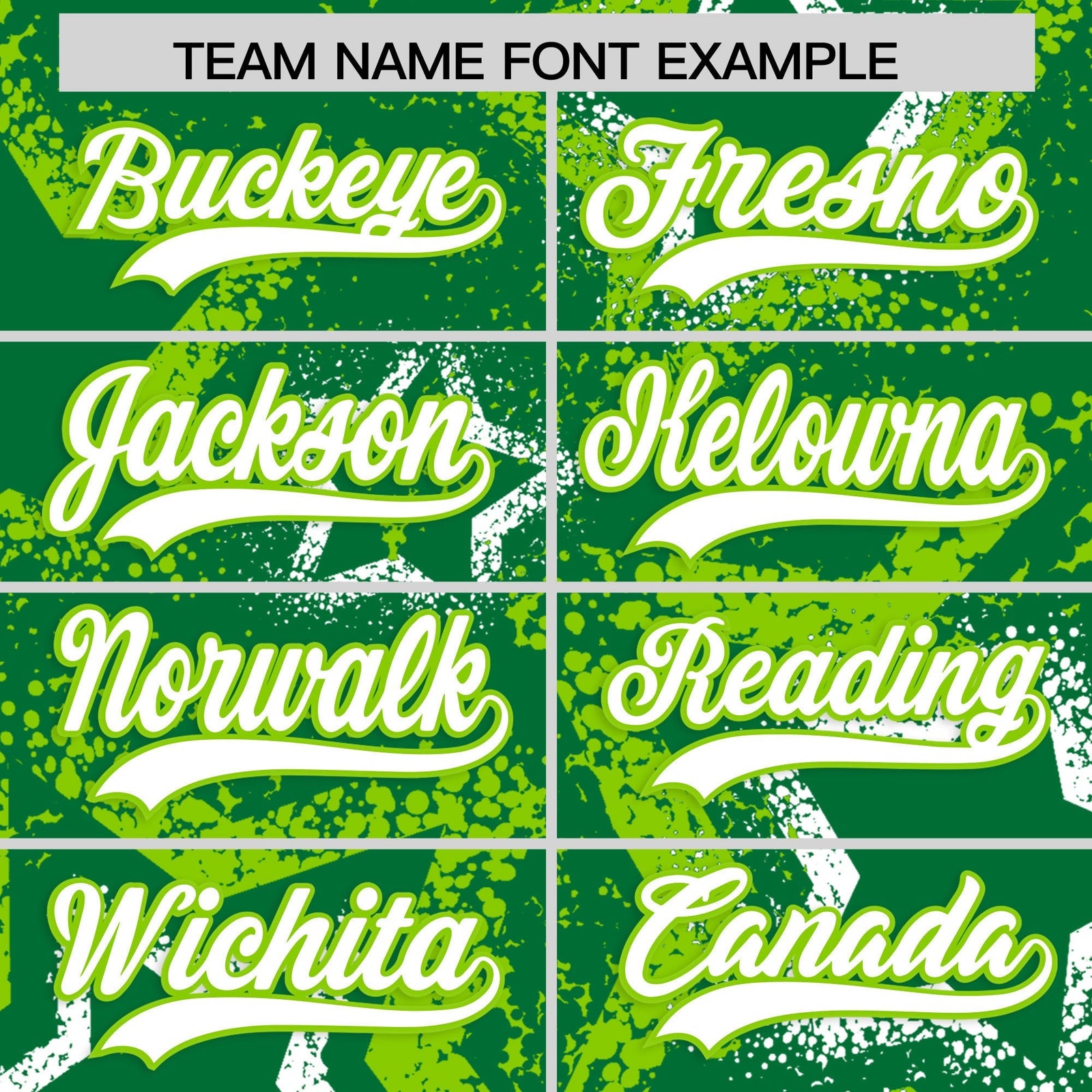 Custom Kelly Green White Neon Green Star-Shaped Ink Texture Graffiti Pattern Baseball Jersey | Sublimation Printed & Stitched,Add Name and Numbern,Perfect for Parties,Perfect for Training | KXKSHOP