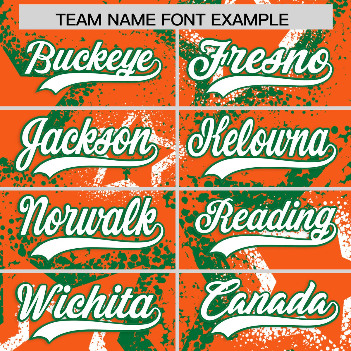 Custom Orange White Kelly Green Star-Shaped Ink Texture Graffiti Pattern Baseball Jersey | Sublimation Printed &amp; Stitched,Add Name and Numbern,Perfect for Parties,Perfect for Training | KXKSHOP