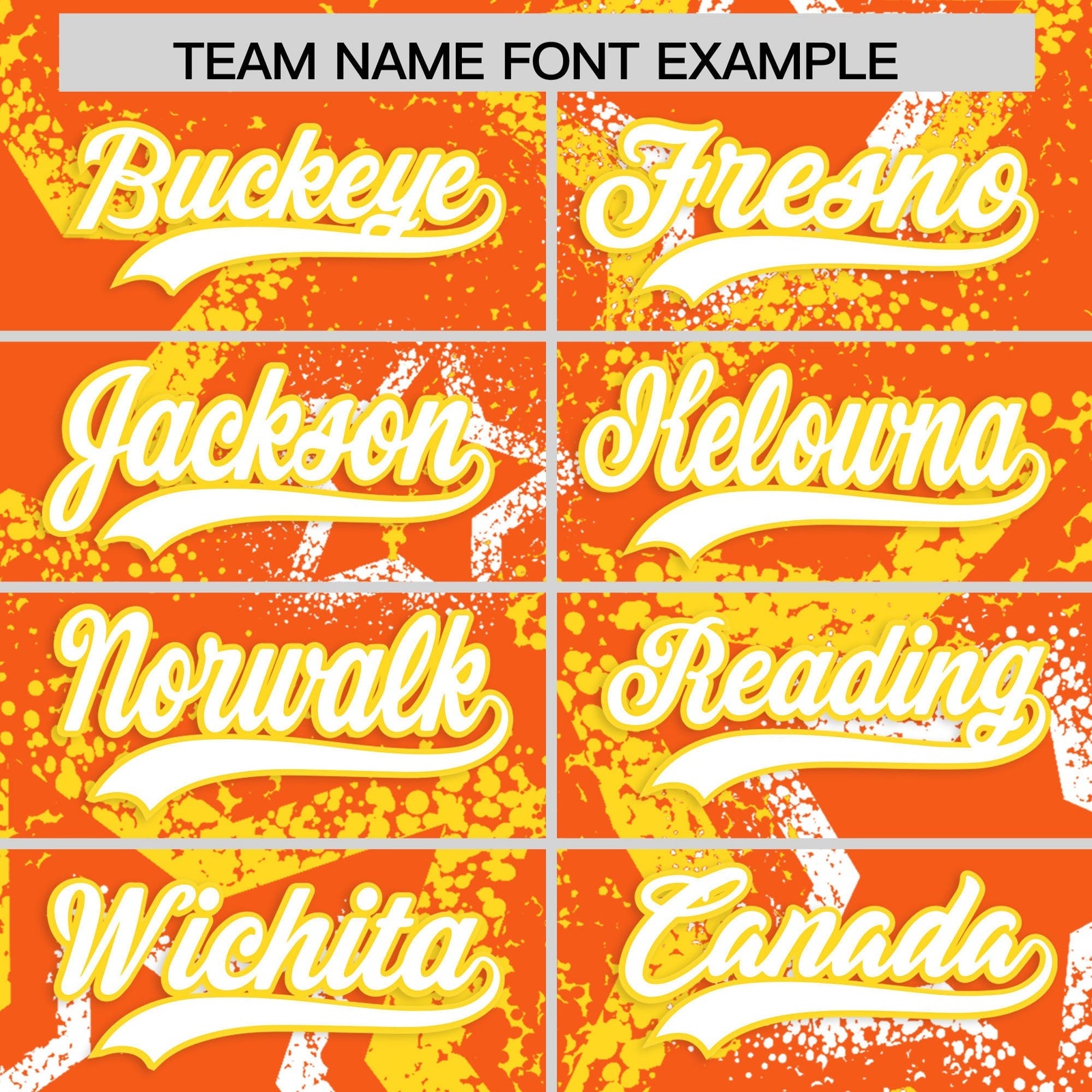 Custom Orange White Gold Star-Shaped Ink Texture Graffiti Pattern Baseball Jersey | Sublimation Printed & Stitched,Add Name and Numbern,Perfect for Parties,Perfect for Training | KXKSHOP