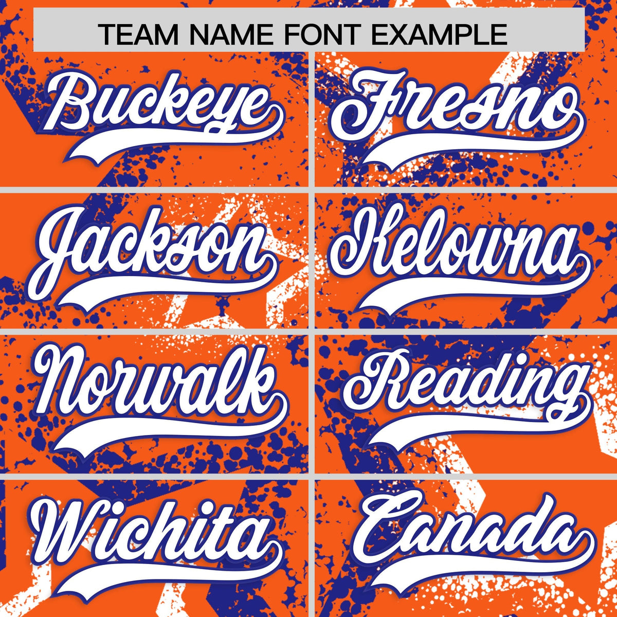 Custom Orange White Royal Blue Star-Shaped Ink Texture Graffiti Pattern Baseball Jersey | Sublimation Printed &amp; Stitched,Add Name and Numbern,Perfect for Parties,Perfect for Training | KXKSHOP