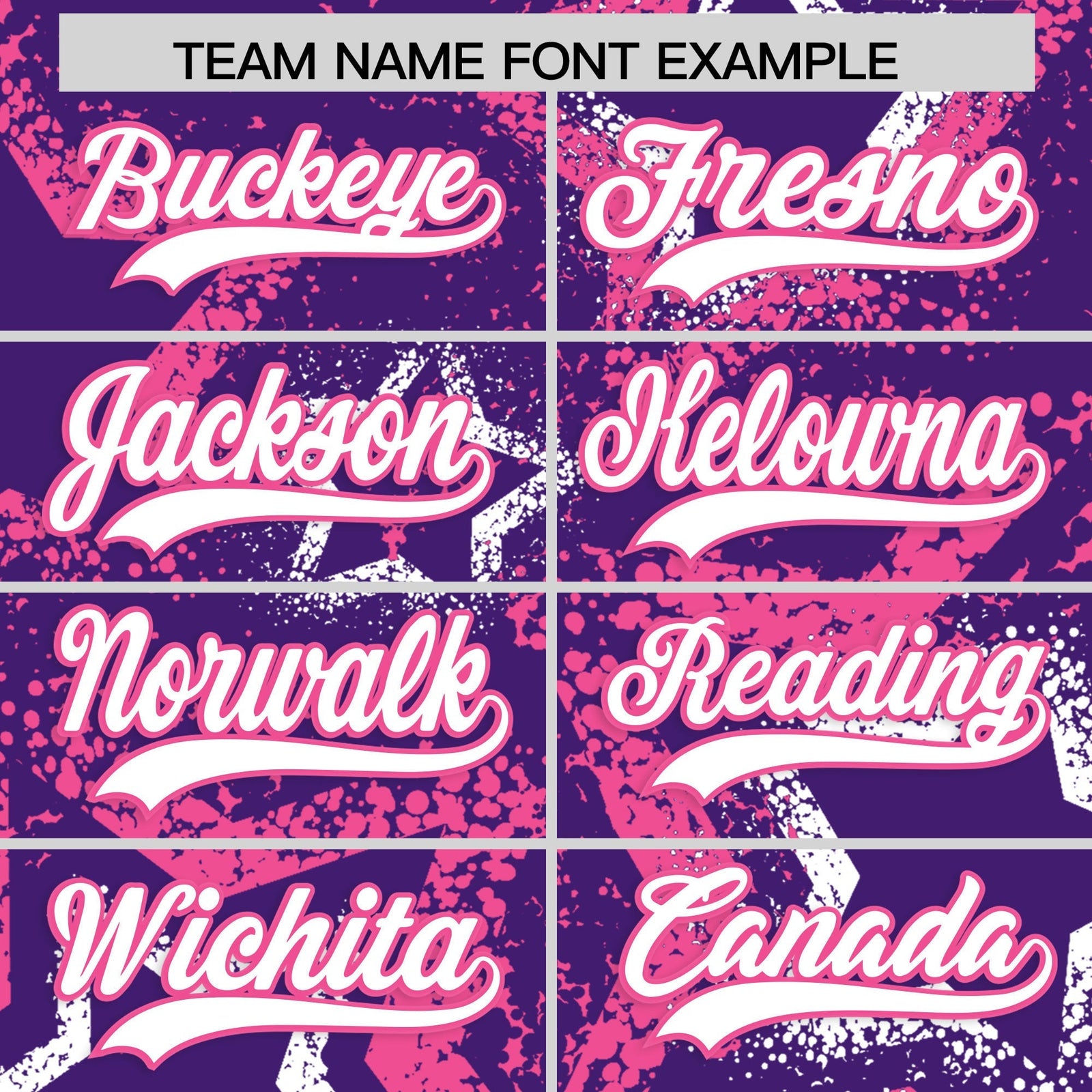 Custom Purple White Pink Star-Shaped Ink Texture Graffiti Pattern Baseball Jersey | Sublimation Printed & Stitched,Add Name and Numbern,Perfect for Parties,Perfect for Training | KXKSHOP