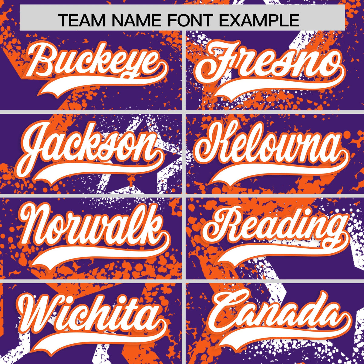 Custom Purple White Orange Star-Shaped Ink Texture Graffiti Pattern Baseball Jersey | Sublimation Printed &amp; Stitched,Add Name and Numbern,Perfect for Parties,Perfect for Training | KXKSHOP