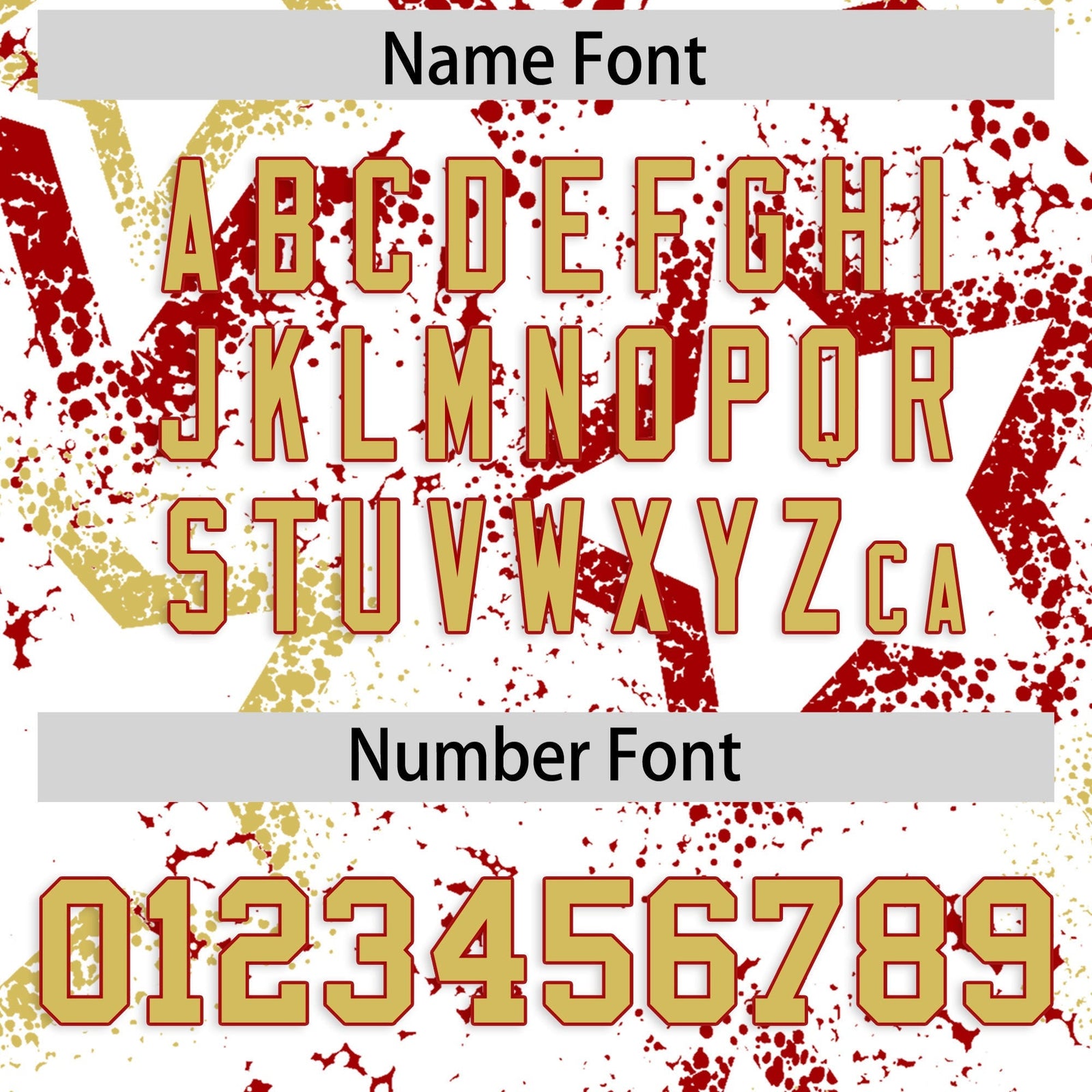 Custom White Old Gold Red Star-Shaped Ink Texture Graffiti Pattern Baseball Jersey | Sublimation Printed & Stitched,Add Name and Numbern,Perfect for Parties,Perfect for Training | KXKSHOP