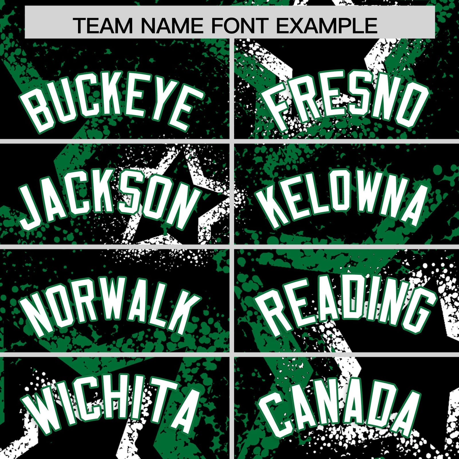 Custom Black White Kelly Green Star-Shaped Ink Texture Graffiti Pattern Baseball Jersey | Sublimation Printed & Stitched,Add Name and Numbern,Perfect for Parties,Perfect for Training | KXKSHOP