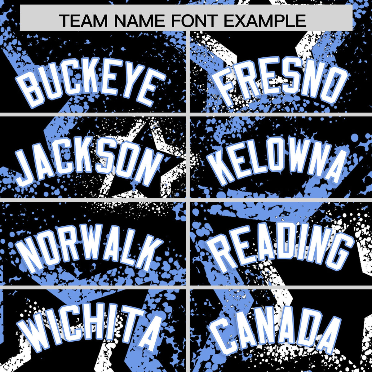 Custom Black White Light Blue Star-Shaped Ink Texture Graffiti Pattern Baseball Jersey | Sublimation Printed &amp; Stitched,Add Name and Numbern,Perfect for Parties,Perfect for Training | KXKSHOP