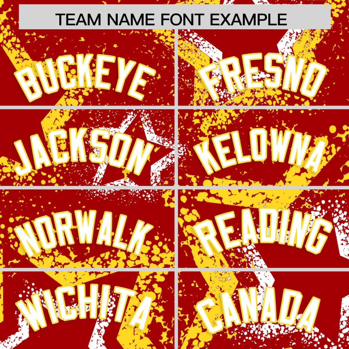 Custom Red White Gold Star-Shaped Ink Texture Graffiti Pattern Baseball Jersey | Sublimation Printed &amp; Stitched,Add Name and Numbern,Perfect for Parties,Perfect for Training | KXKSHOP