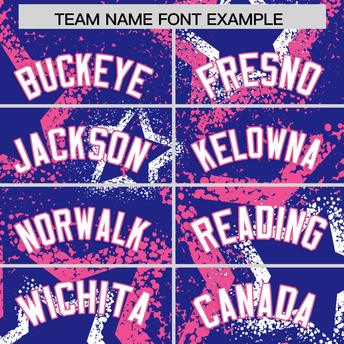 Custom Royal Blue White Pink Star-Shaped Ink Texture Graffiti Pattern Baseball Jersey | Sublimation Printed &amp; Stitched,Add Name and Numbern,Perfect for Parties,Perfect for Training | KXKSHOP
