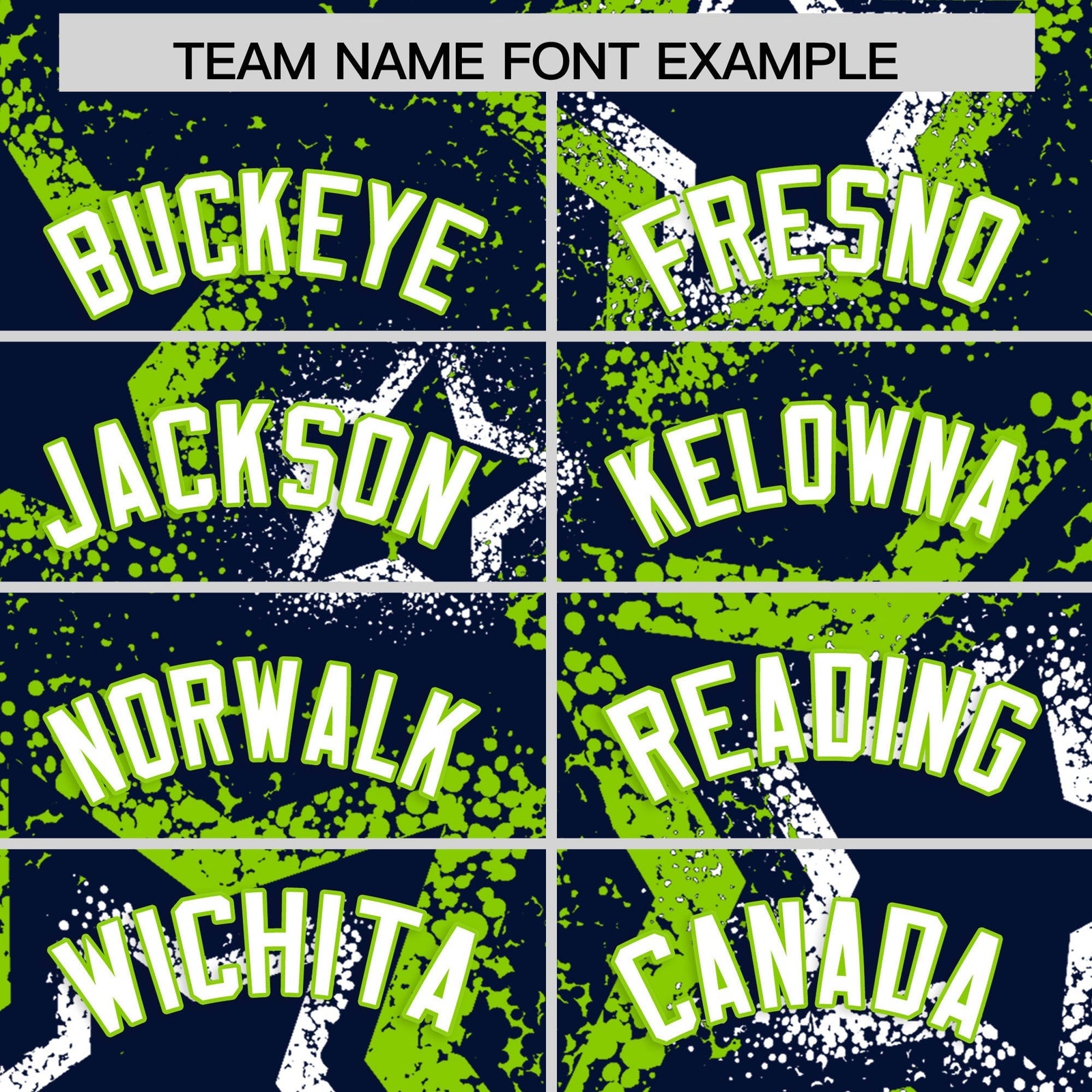 Custom Navy White Neon Green Star-Shaped Ink Texture Graffiti Pattern Baseball Jersey | Sublimation Printed & Stitched,Add Name and Numbern,Perfect for Parties,Perfect for Training | KXKSHOP