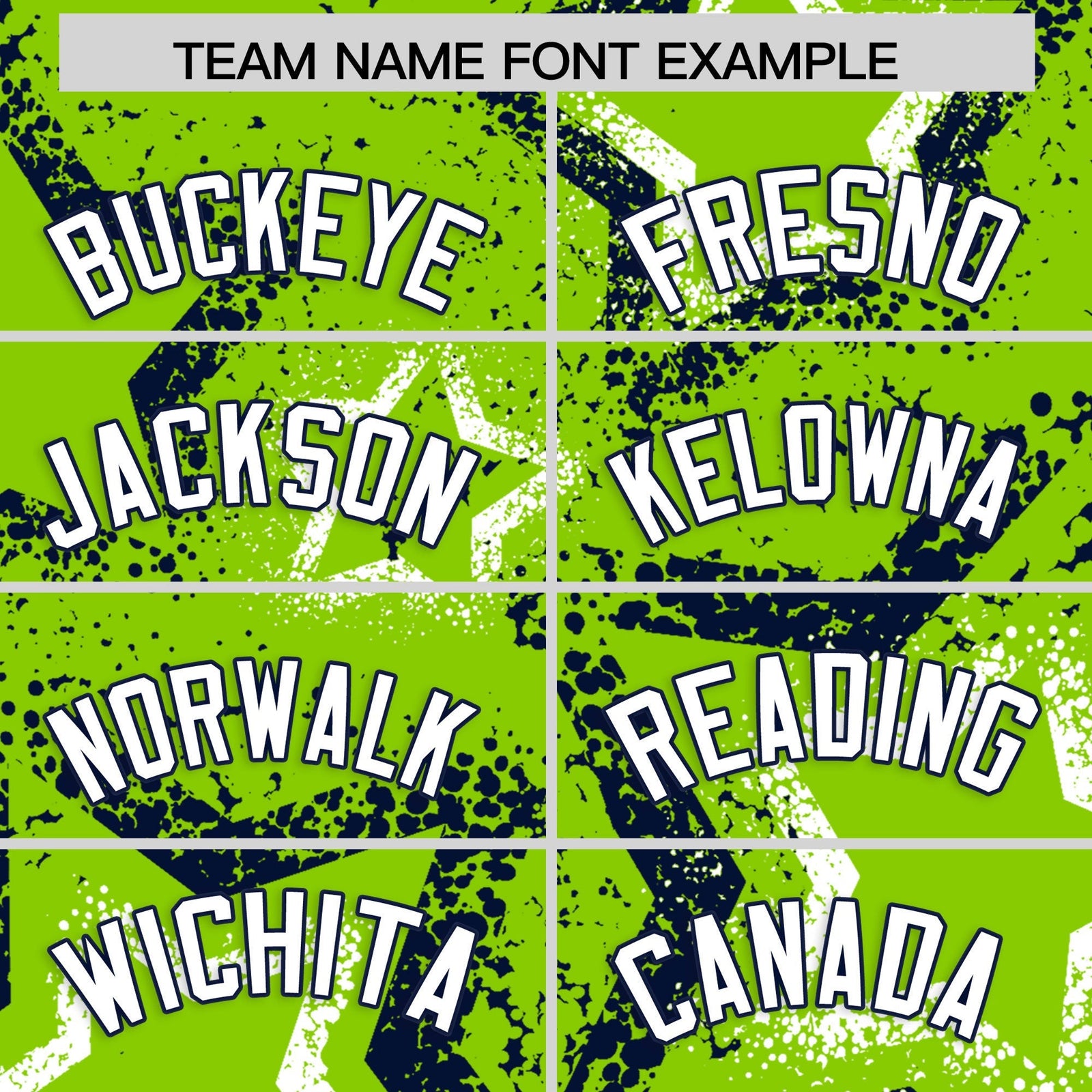 Custom Neon Green White Navy Star-Shaped Ink Texture Graffiti Pattern Baseball Jersey | Sublimation Printed & Stitched,Add Name and Numbern,Perfect for Parties,Perfect for Training | KXKSHOP