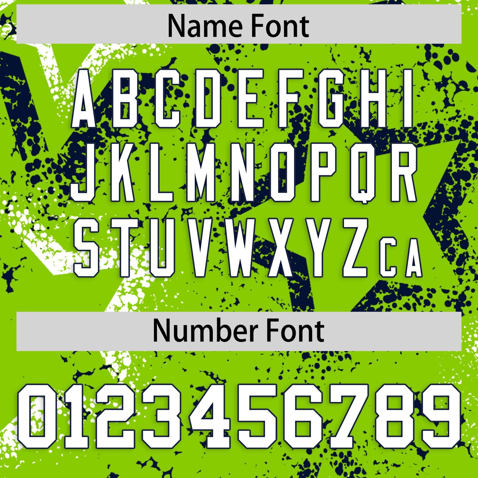 Custom Neon Green White Navy Star-Shaped Ink Texture Graffiti Pattern Baseball Jersey | Sublimation Printed & Stitched,Add Name and Numbern,Perfect for Parties,Perfect for Training | KXKSHOP