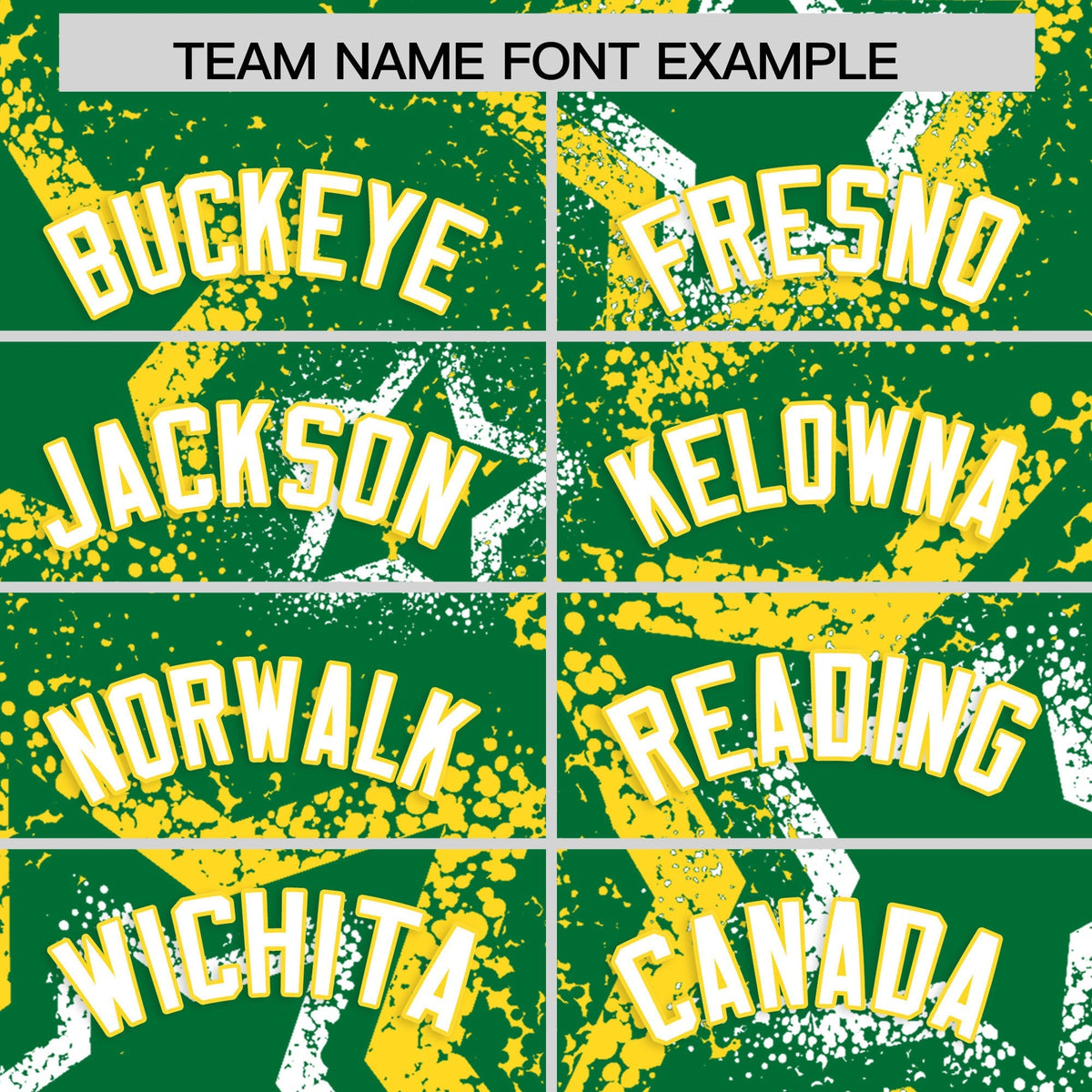 Custom Kelly Green White Gold Star-Shaped Ink Texture Graffiti Pattern Baseball Jersey | Sublimation Printed &amp; Stitched,Add Name and Numbern,Perfect for Parties,Perfect for Training | KXKSHOP