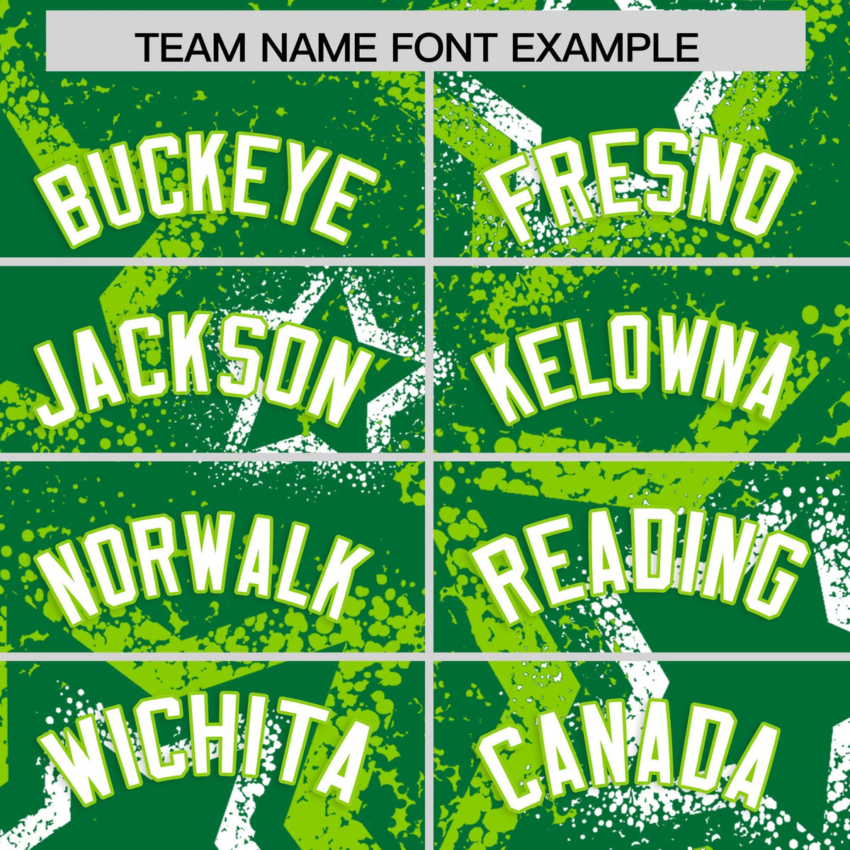 Custom Kelly Green White Neon Green Star-Shaped Ink Texture Graffiti Pattern Baseball Jersey | Sublimation Printed &amp; Stitched,Add Name and Numbern,Perfect for Parties,Perfect for Training | KXKSHOP