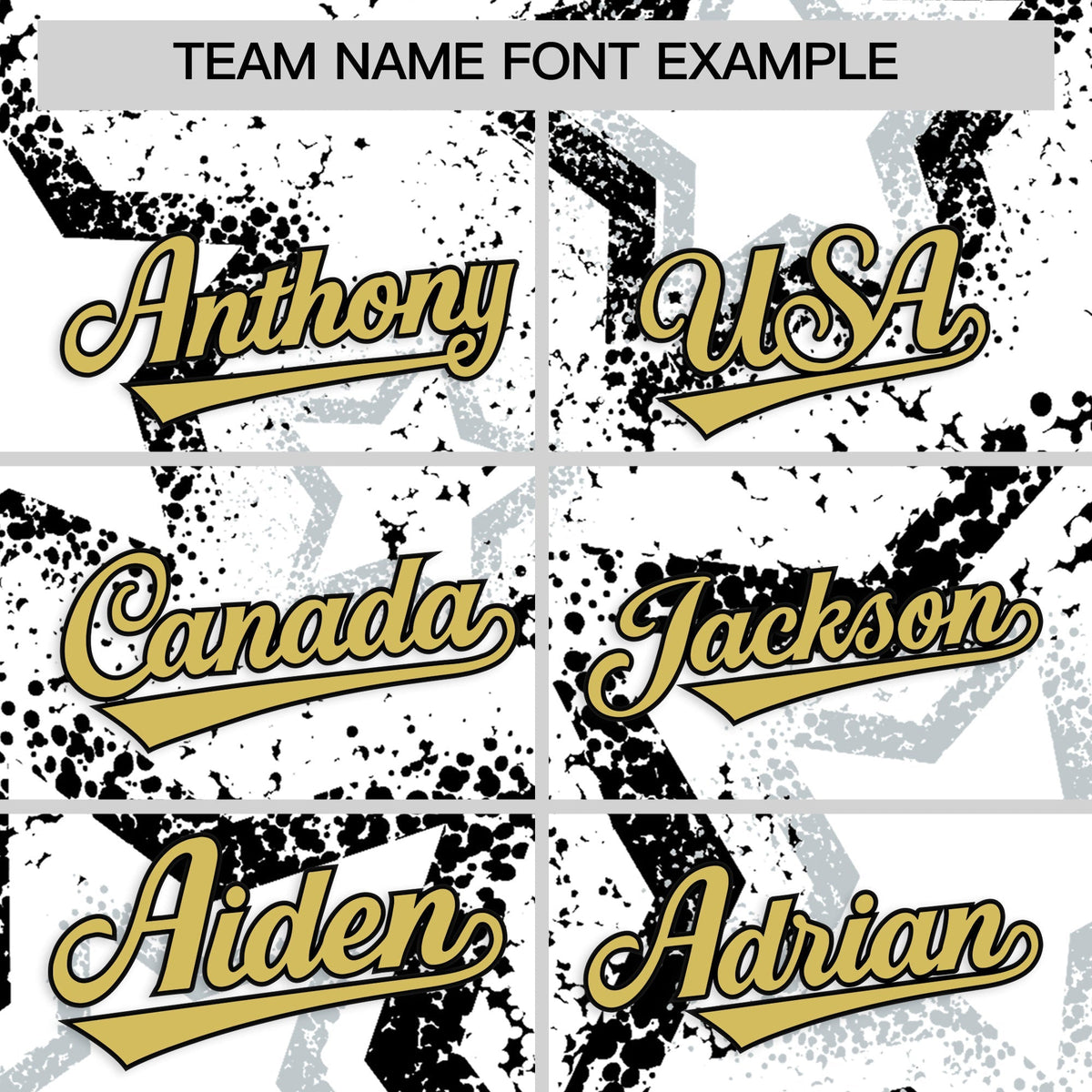 Custom White Silver Old Gold Star-Shaped Ink Texture Graffiti Pattern Baseball Jersey | Sublimation Printed & Stitched,Add Name and Numbern,Perfect for Parties,Perfect for Training | KXKSHOP
