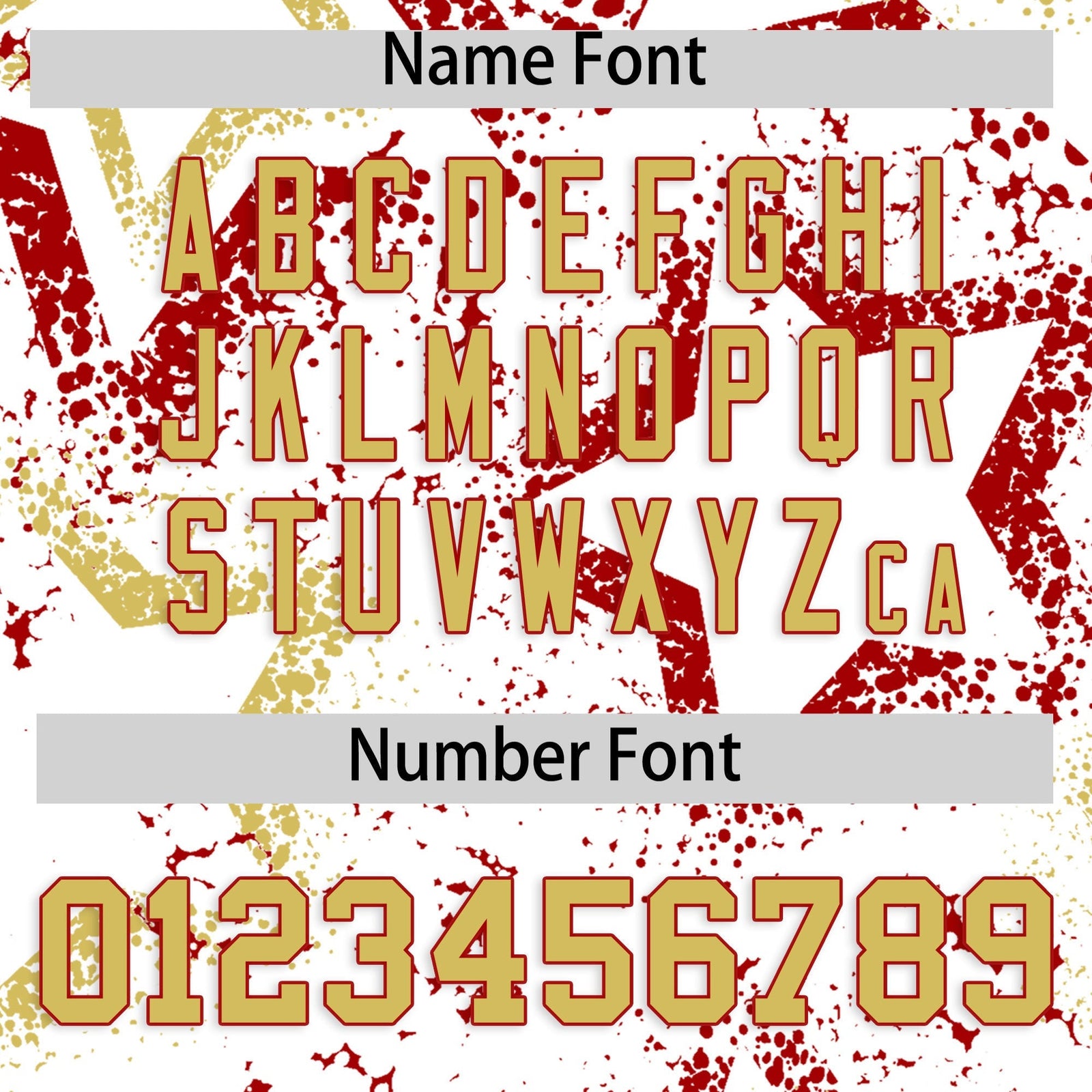 Custom White Old Gold Red Star-Shaped Ink Texture Graffiti Pattern Baseball Jersey | Sublimation Printed & Stitched,Add Name and Numbern,Perfect for Parties,Perfect for Training | KXKSHOP