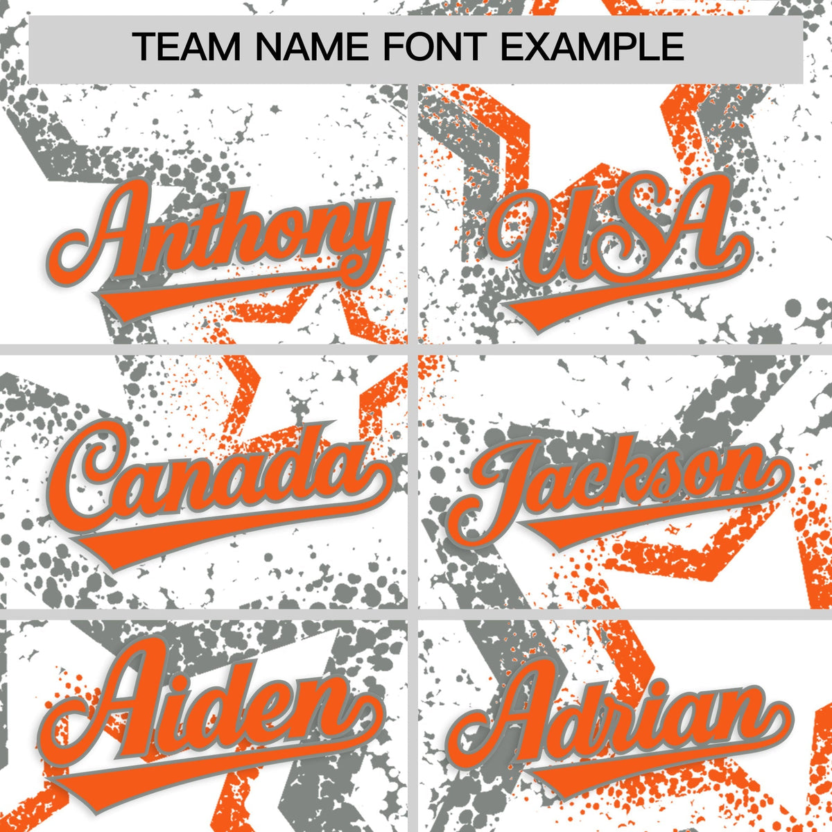 Custom White Orange Star-Shaped Ink Texture Graffiti Pattern Baseball Jersey | Sublimation Printed &amp; Stitched,Add Name and Numbern,Perfect for Parties,Perfect for Training | KXKSHOP