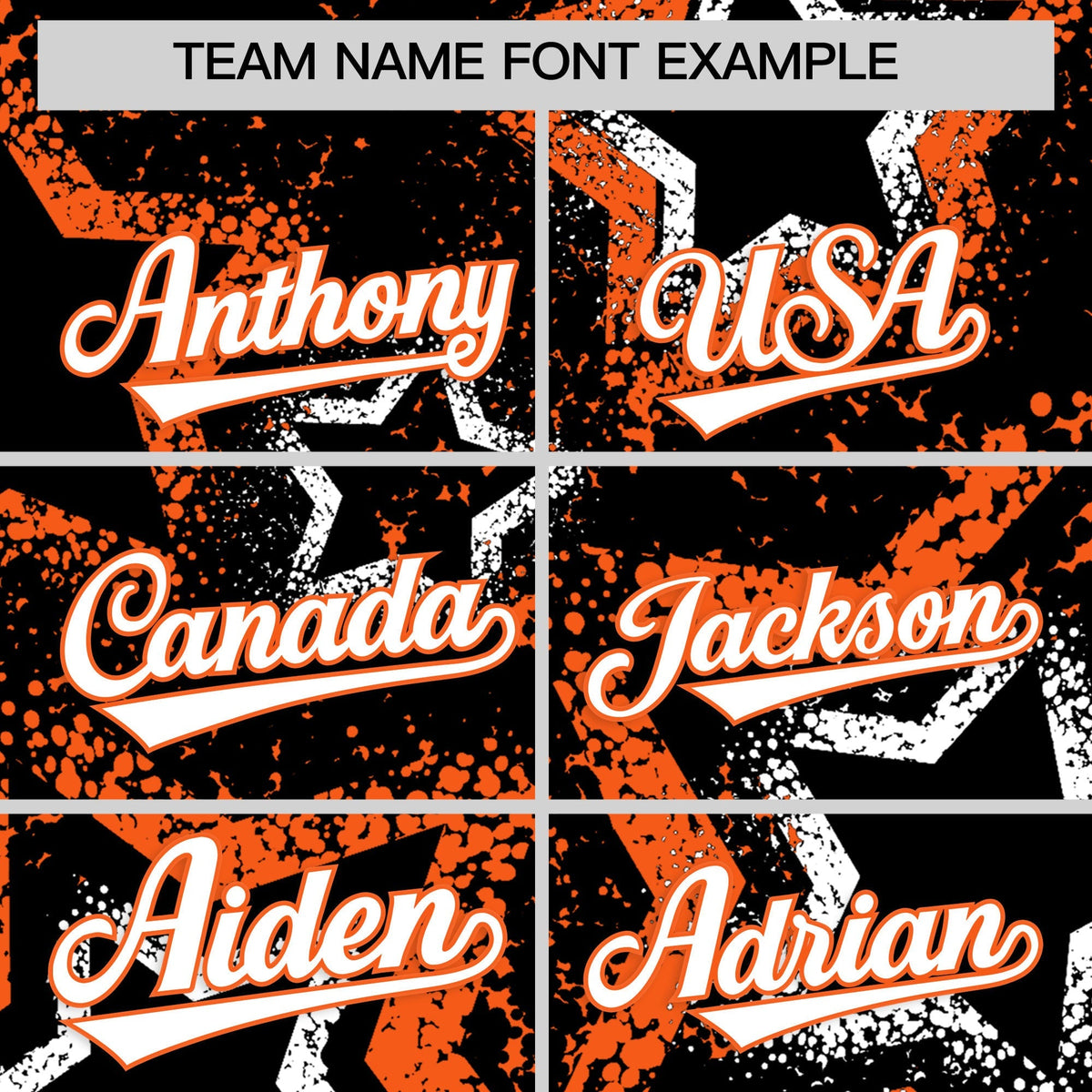 Custom Black White Orange Star-Shaped Ink Texture Graffiti Pattern Baseball Jersey | Sublimation Printed &amp; Stitched,Add Name and Numbern,Perfect for Parties,Perfect for Training | KXKSHOP
