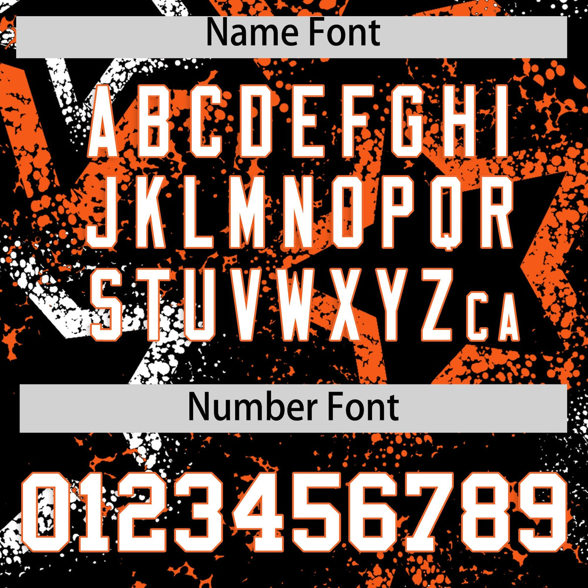 Custom Black White Orange Star-Shaped Ink Texture Graffiti Pattern Baseball Jersey | Sublimation Printed &amp; Stitched,Add Name and Numbern,Perfect for Parties,Perfect for Training | KXKSHOP