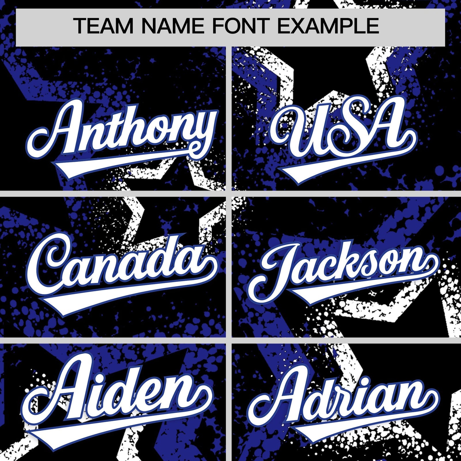 Custom Black White Royal Blue Star-Shaped Ink Texture Graffiti Pattern Baseball Jersey | Sublimation Printed & Stitched,Add Name and Numbern,Perfect for Parties,Perfect for Training | KXKSHOP