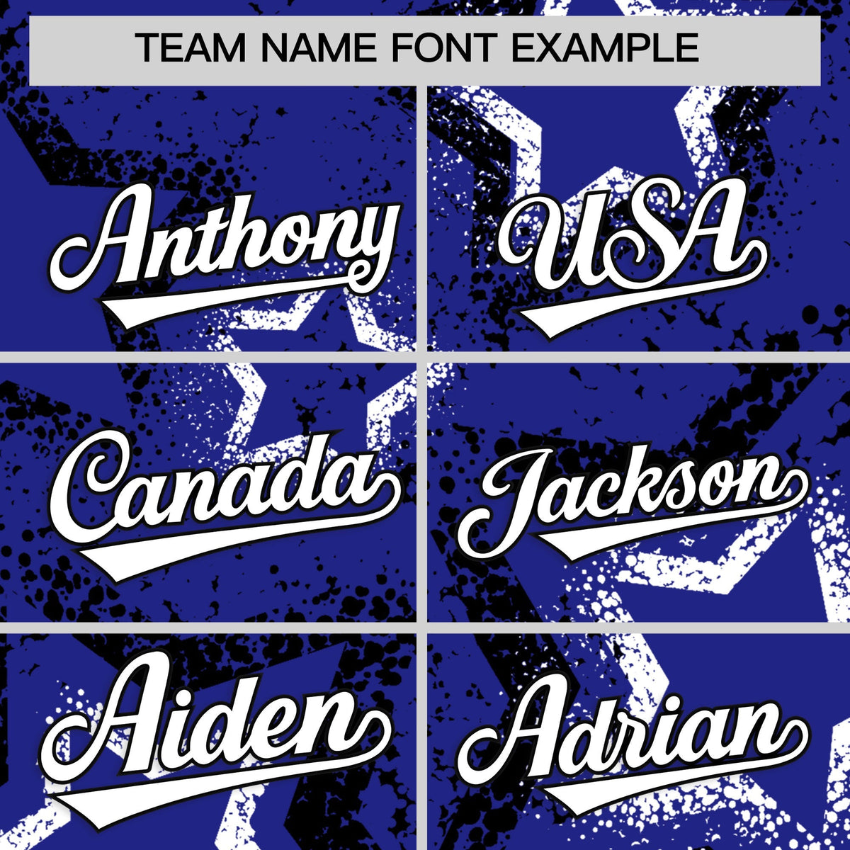 Custom Royal Blue Black White Star-Shaped Ink Texture Graffiti Pattern Baseball Jersey | Sublimation Printed & Stitched,Add Name and Numbern,Perfect for Parties,Perfect for Training | KXKSHOP