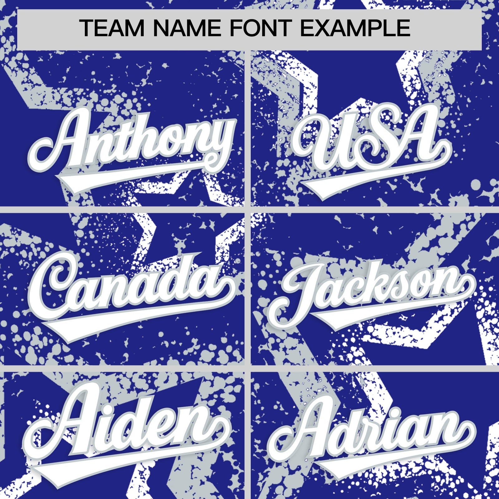 Custom Royal Blue White Silver Star-Shaped Ink Texture Graffiti Pattern Baseball Jersey | Sublimation Printed & Stitched,Add Name and Numbern,Perfect for Parties,Perfect for Training | KXKSHOP