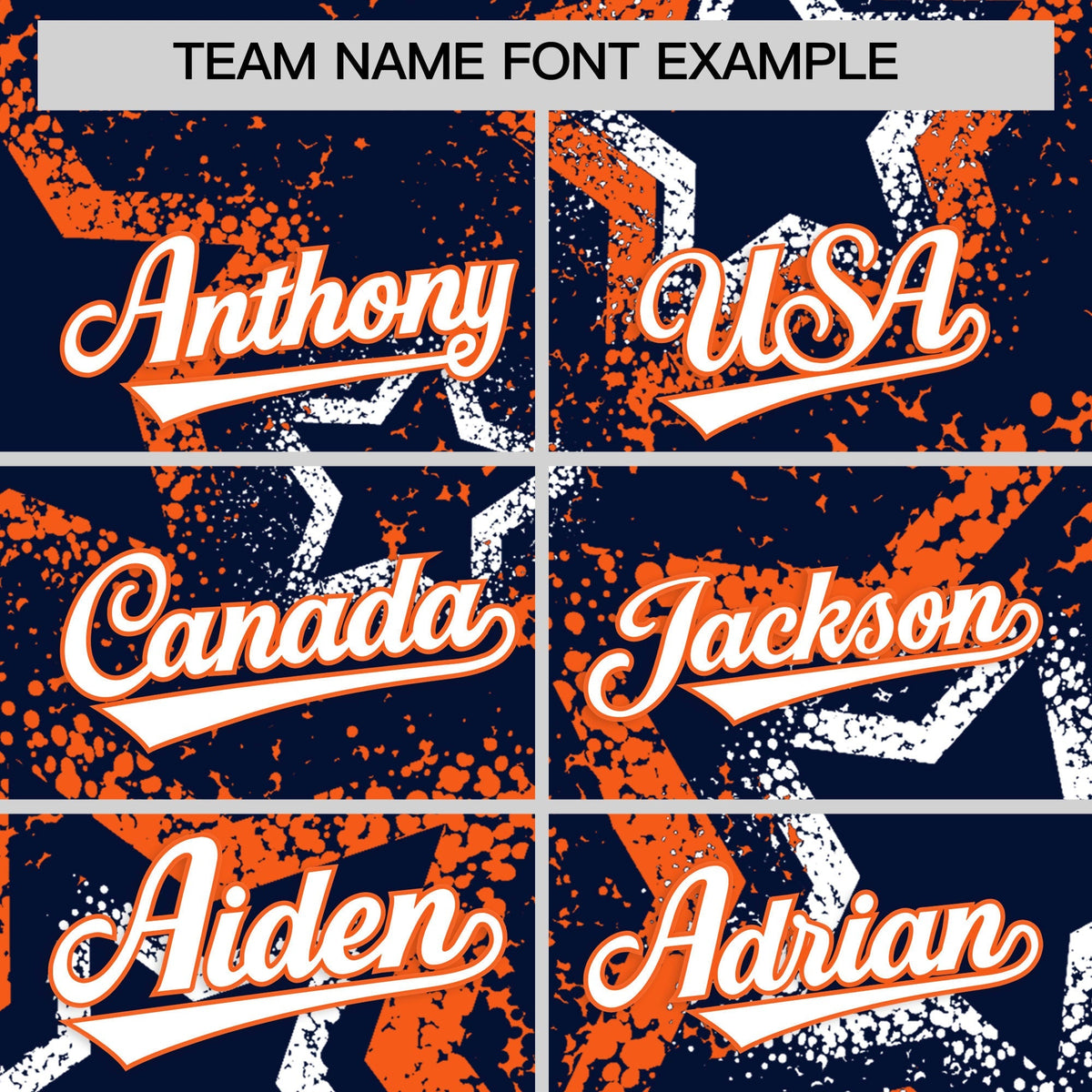 Custom Navy White Orange Star-Shaped Ink Texture Graffiti Pattern Baseball Jersey | Sublimation Printed &amp; Stitched,Add Name and Numbern,Perfect for Parties,Perfect for Training | KXKSHOP