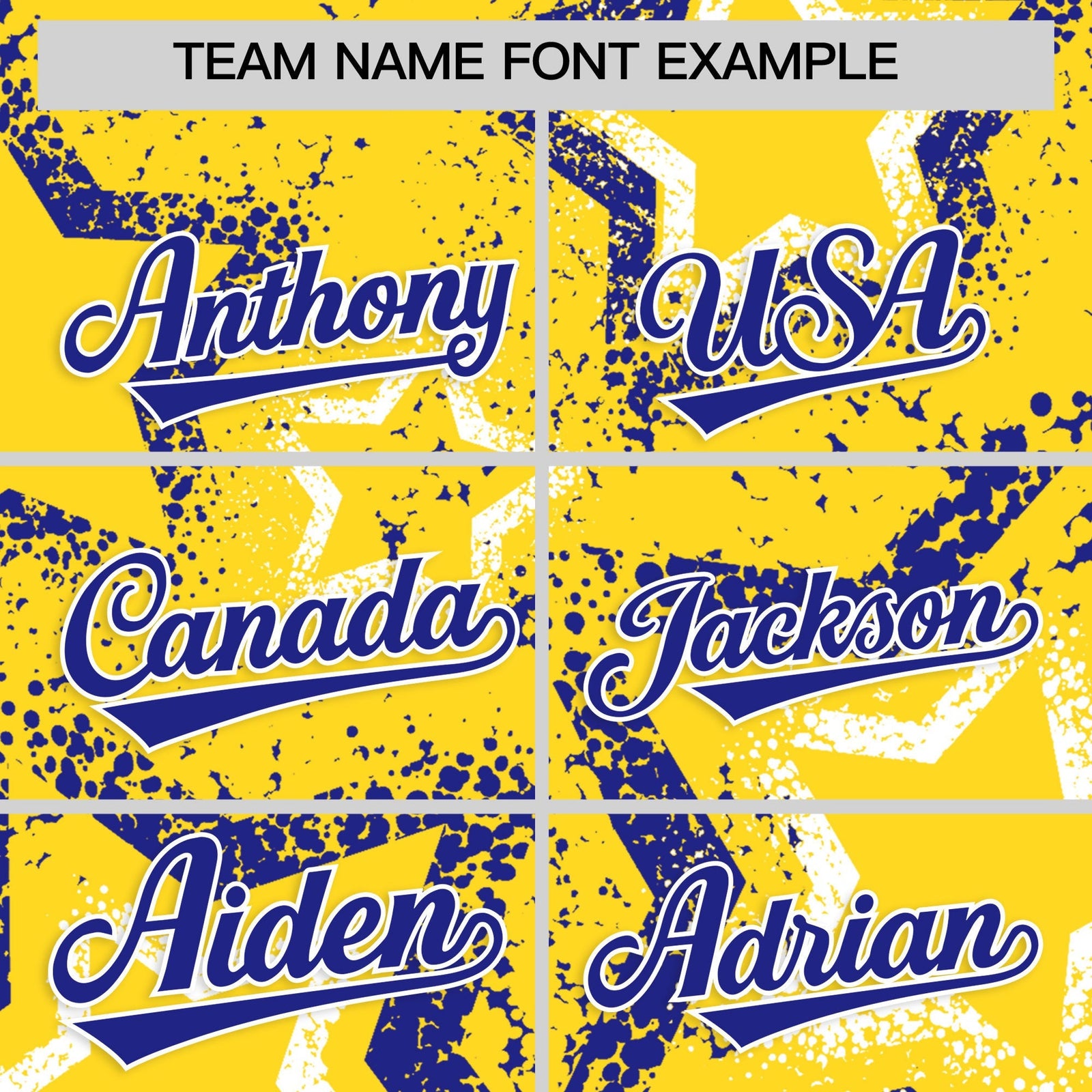 Custom Gold White Royal Blue Star-Shaped Ink Texture Graffiti Pattern Baseball Jersey | Sublimation Printed & Stitched,Add Name and Numbern,Perfect for Parties,Perfect for Training | KXKSHOP