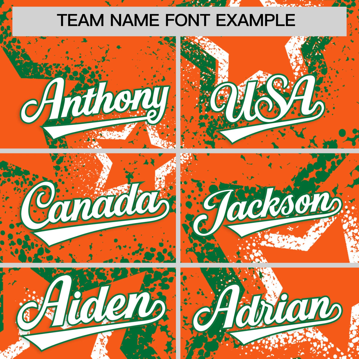 Custom Orange White Kelly Green Star-Shaped Ink Texture Graffiti Pattern Baseball Jersey | Sublimation Printed &amp; Stitched,Add Name and Numbern,Perfect for Parties,Perfect for Training | KXKSHOP