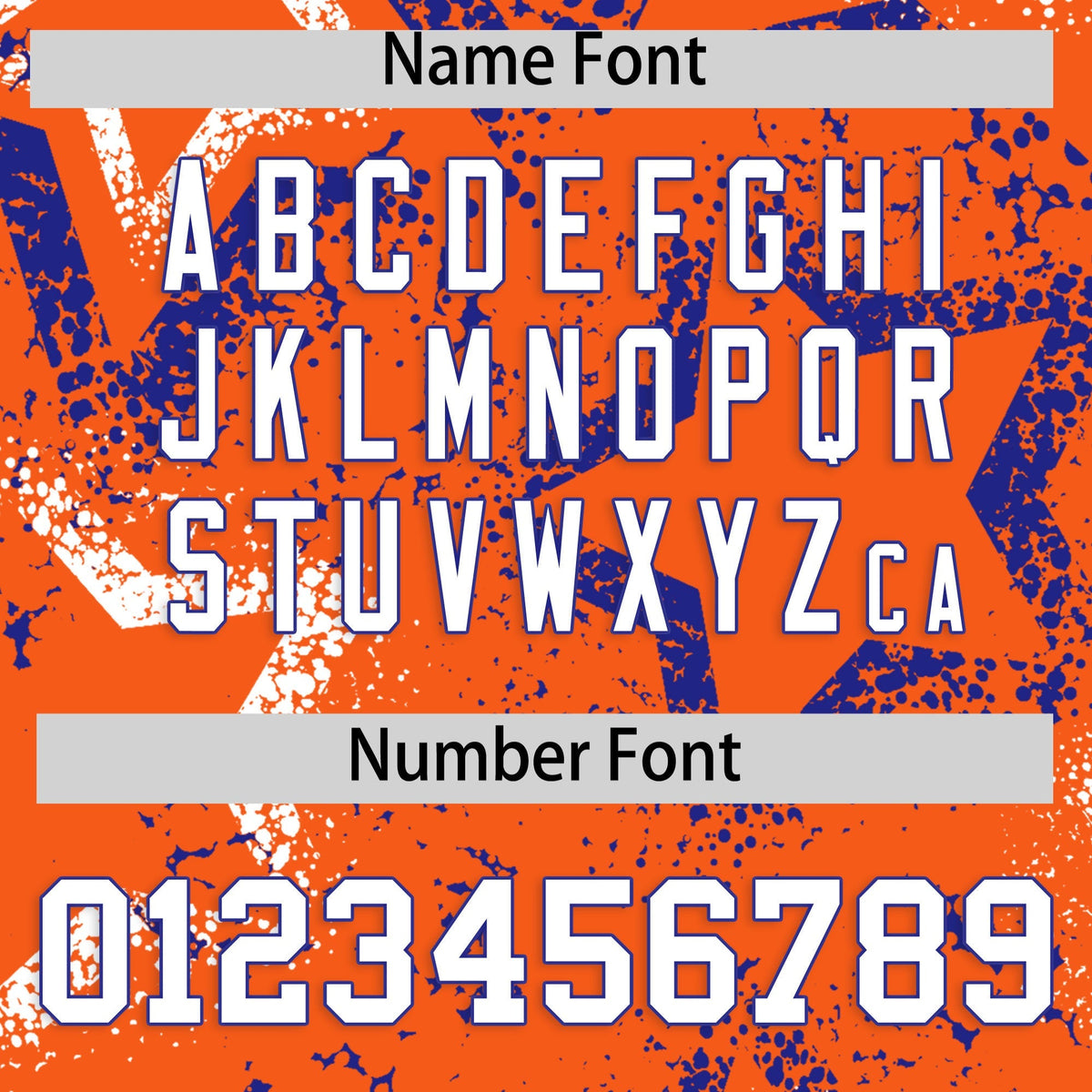 Custom Orange White Royal Blue Star-Shaped Ink Texture Graffiti Pattern Baseball Jersey | Sublimation Printed &amp; Stitched,Add Name and Numbern,Perfect for Parties,Perfect for Training | KXKSHOP
