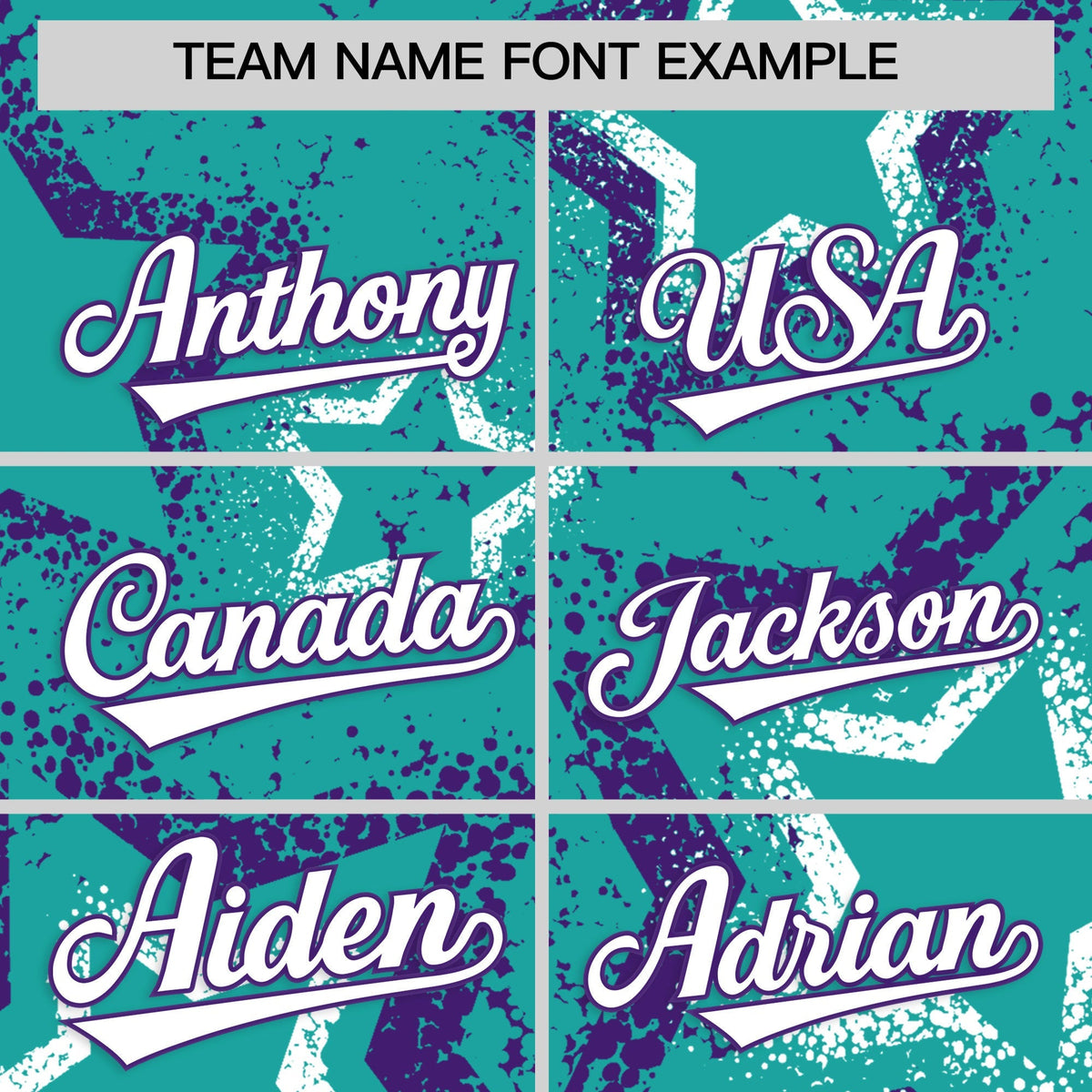 Custom Aqua White Purple Star-Shaped Ink Texture Graffiti Pattern Baseball Jersey | Sublimation Printed &amp; Stitched,Add Name and Numbern,Perfect for Parties,Perfect for Training | KXKSHOP