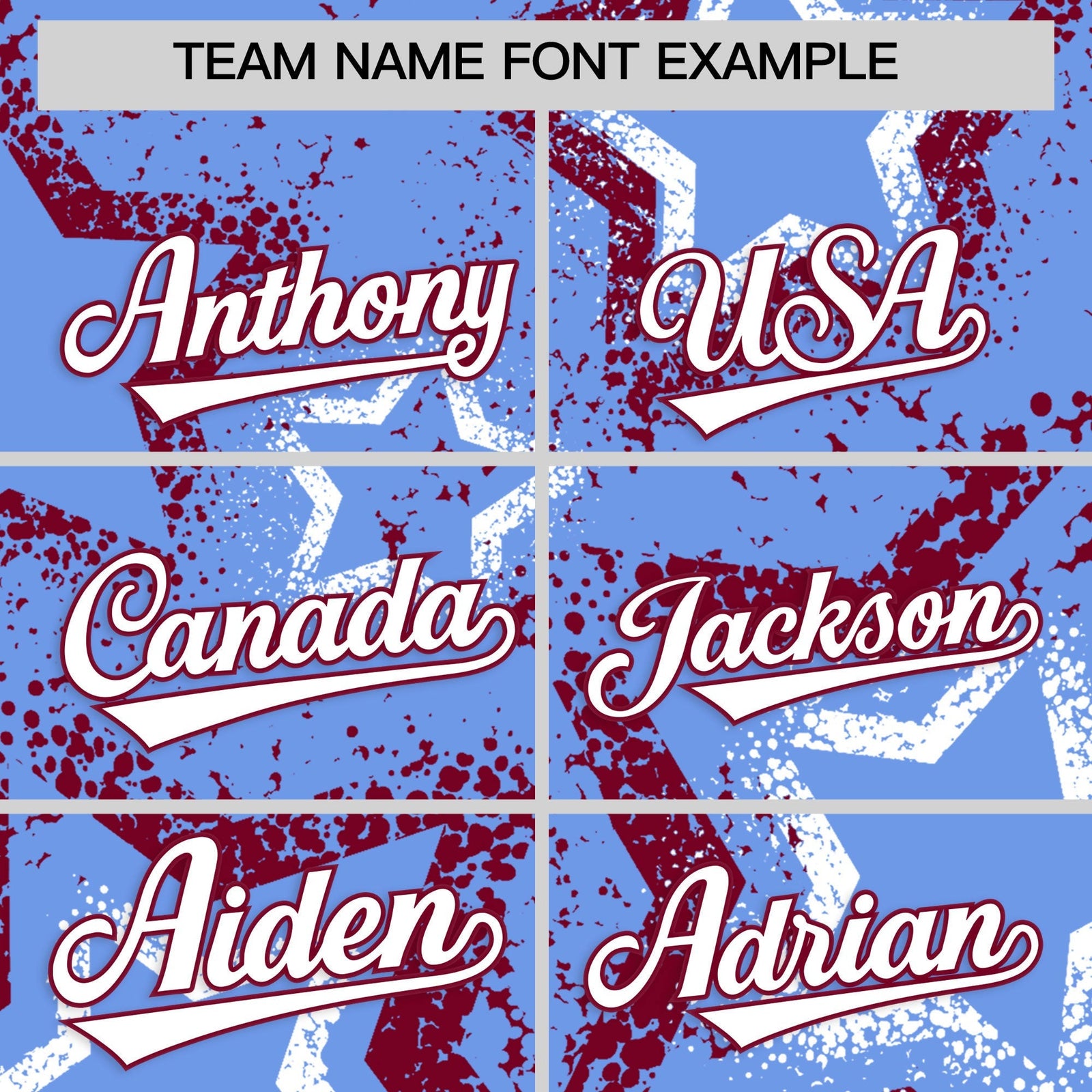 Custom Light Blue White Crimson Star-Shaped Ink Texture Graffiti Pattern Baseball Jersey | Sublimation Printed & Stitched,Add Name and Numbern,Perfect for Parties,Perfect for Training | KXKSHOP